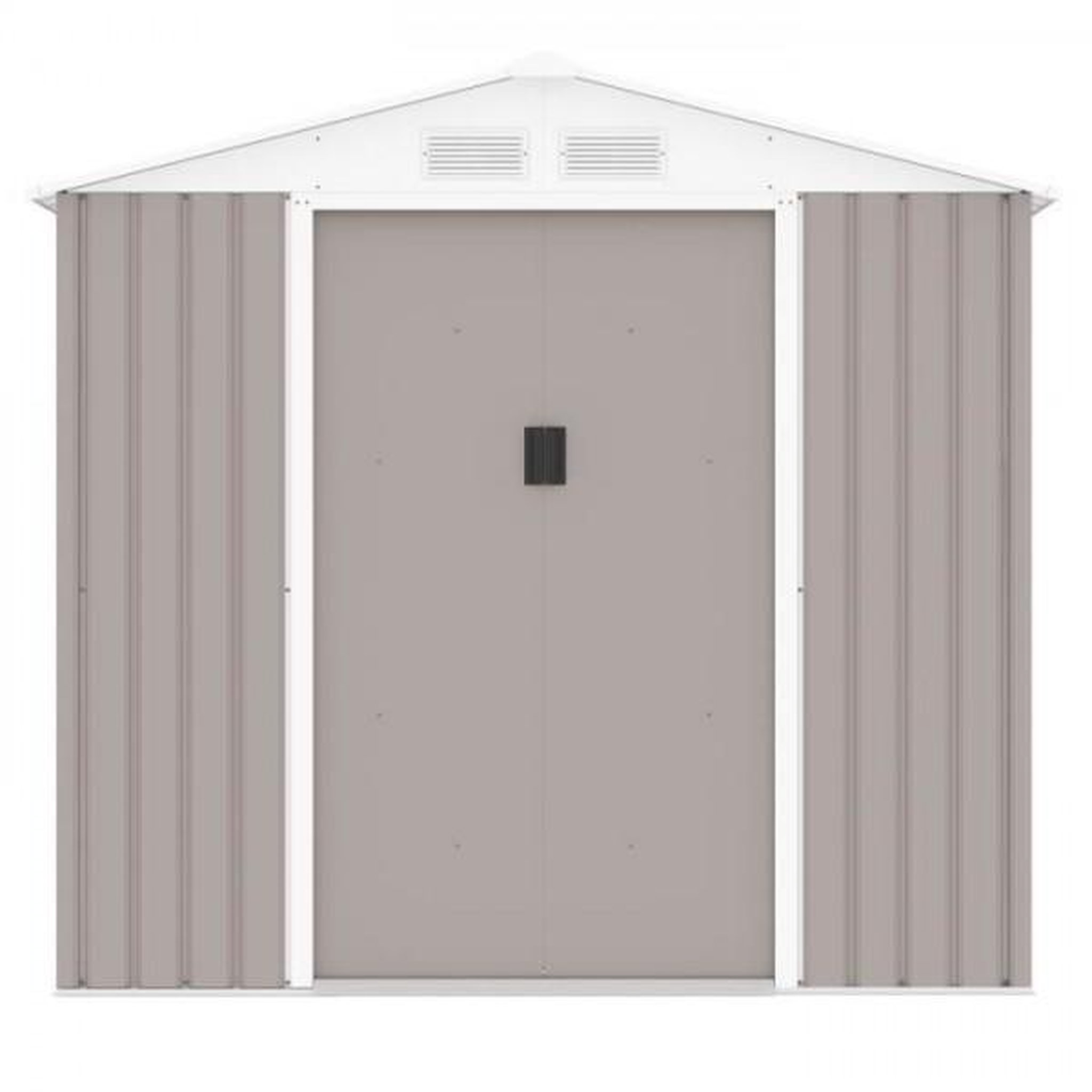 Voir la diapositive 2 : MARKET24 PLUTON Abri de jardin en métal 2,71 m² - 213 x 127 x 195 cm - Kit d'ancrage inclus, 2 portes coulissantes - Taupe