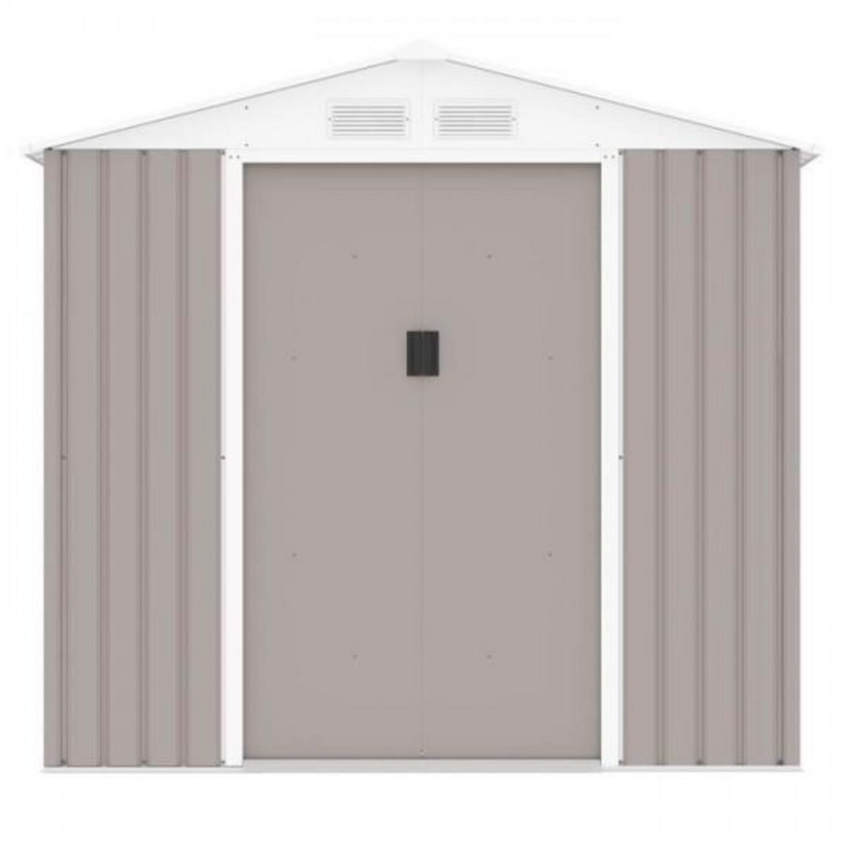 MARKET24 PLUTON Abri de jardin en métal 2,71 m² - 213 x 127 x 195 cm - Kit d'ancrage inclus, 2 portes coulissantes - Taupe