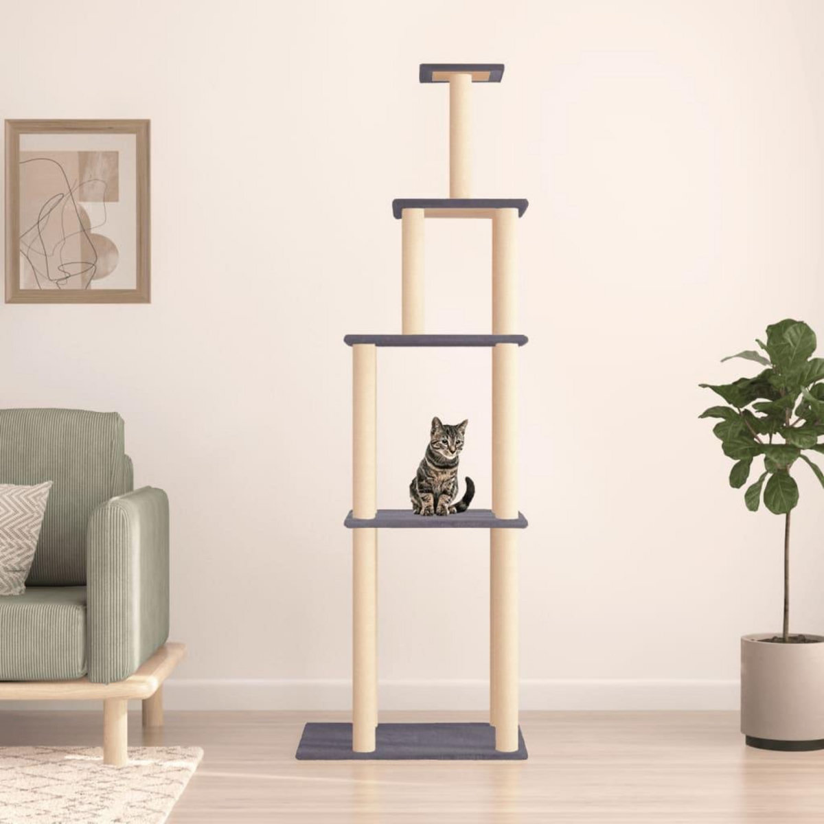 VIDAXL Arbre a chat avec griffoirs en sisal gris fonce 183 cm