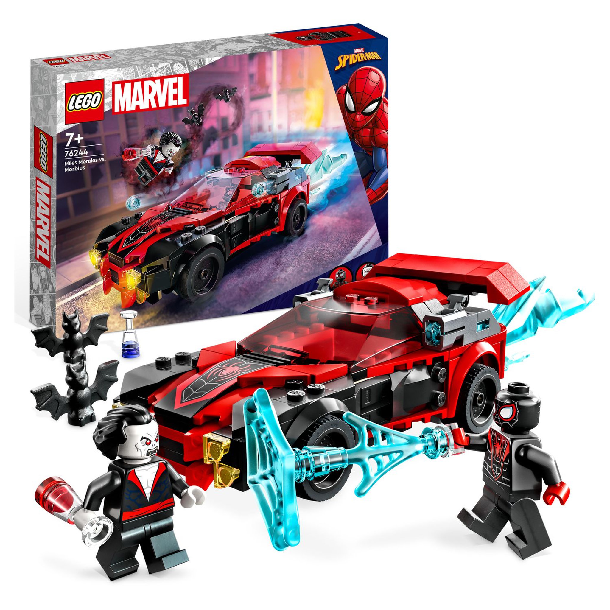Voir la diapositive 2 : LEGO Marvel Super Heros 76244 Miles Morales vs Morbius, Jouet de Construction Spider-Man, avec Voiture de Course, Spidey et ses Amis Extraordinaires