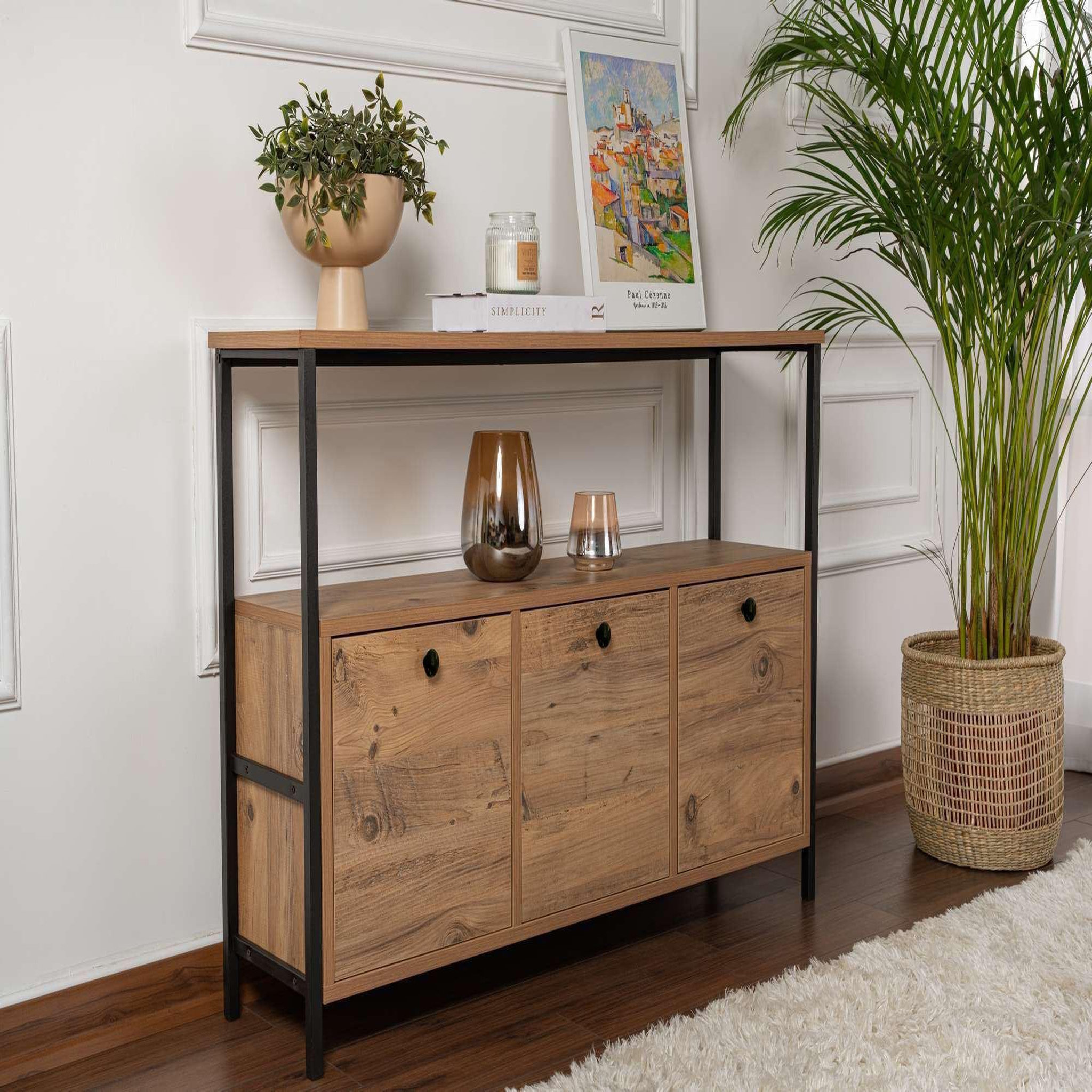 Voir la diapositive 3 : Habitat et Jardin Console en bois  solace  - 120 x 29 x 77 cm - pin atlantique noir
