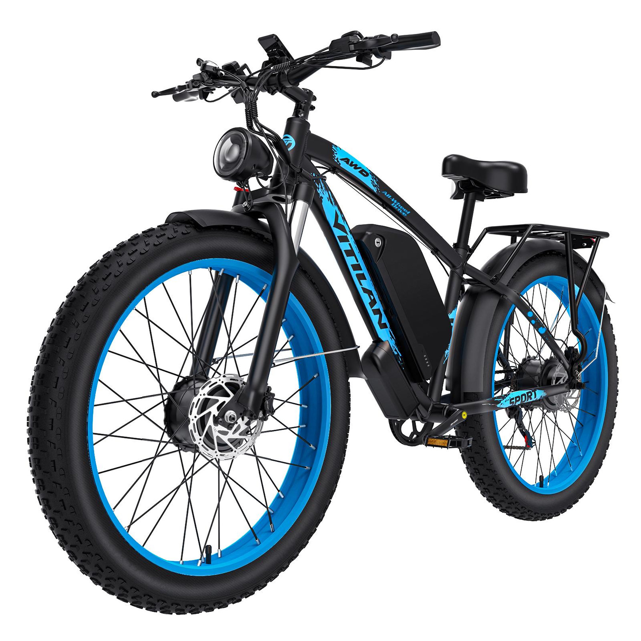 VITILAN Vélo électrique Vitilan H5, double moteur, batterie amovible 52 V 25 Ah, pneus larges