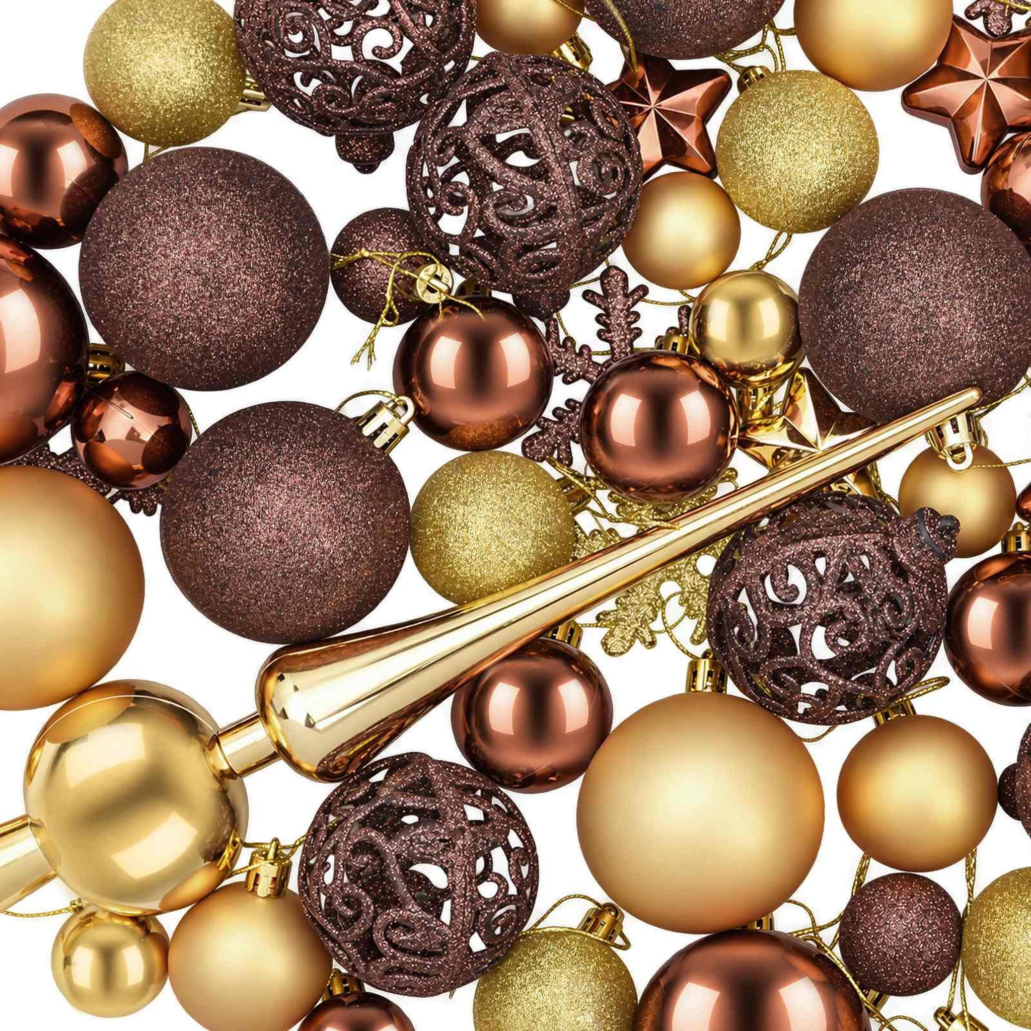 Voir la diapositive 6 : VIDAXL Ensemble de boules de Noël 111 pc Marron et or Diam. 6 cm