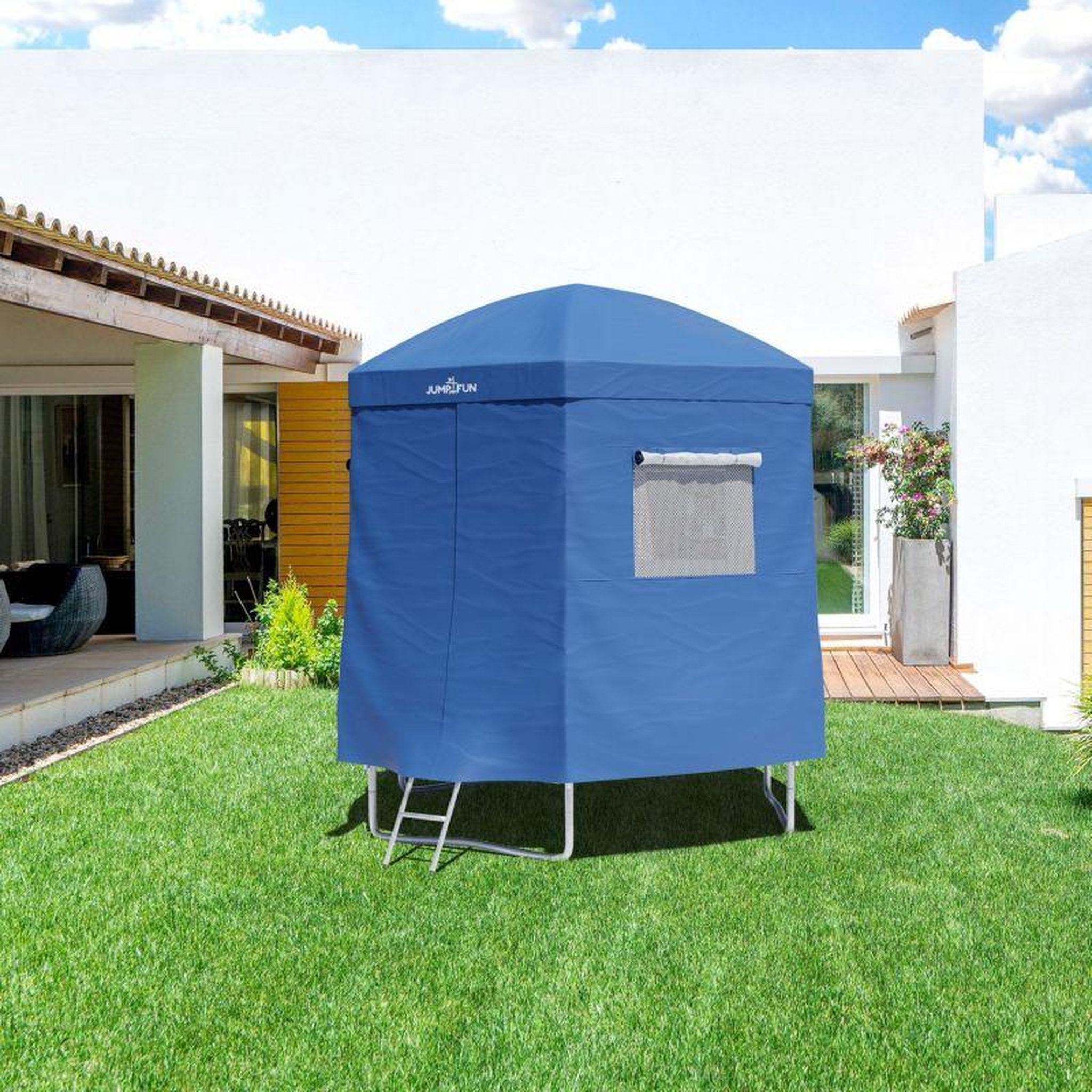 Voir la diapositive 6 : JUMP4FUN Tente cabane pour trampoline 6FT-185cm - Bleu