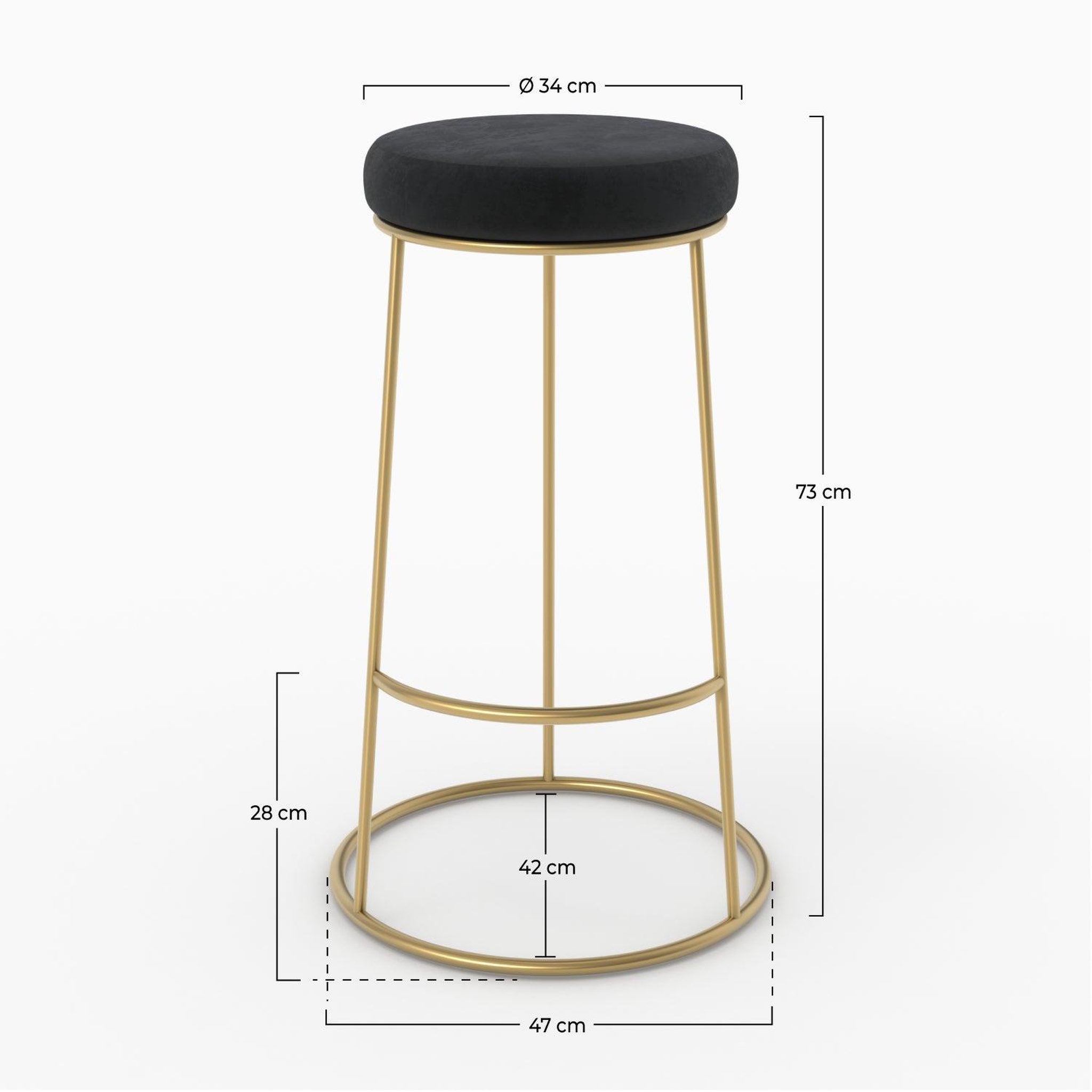 Voir la diapositive 4 : MAISON PAVANE Lot de 2 tabourets de bar 73 cm en velours noir-kendal