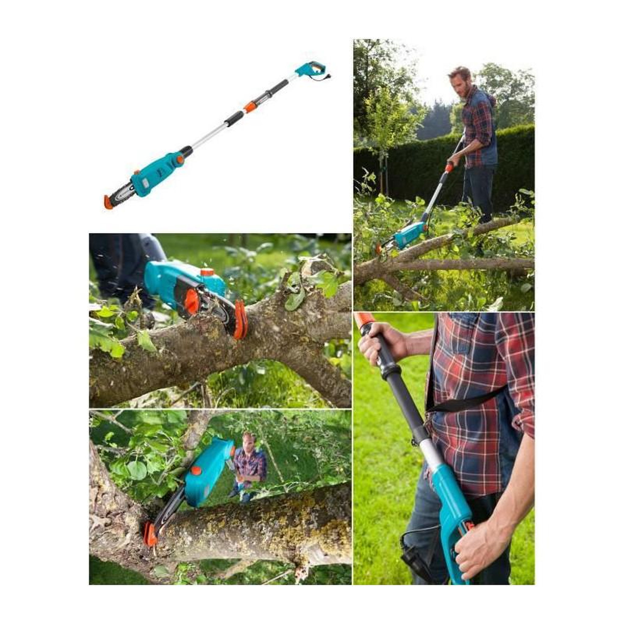 Voir la diapositive 4 : Gardena GARDENA Elagueuse sur perche TCS 720/20 - 720W - Longueur guide chaine 20cm - Tete inclinable - Manche telescopique 4.4m - 8868-