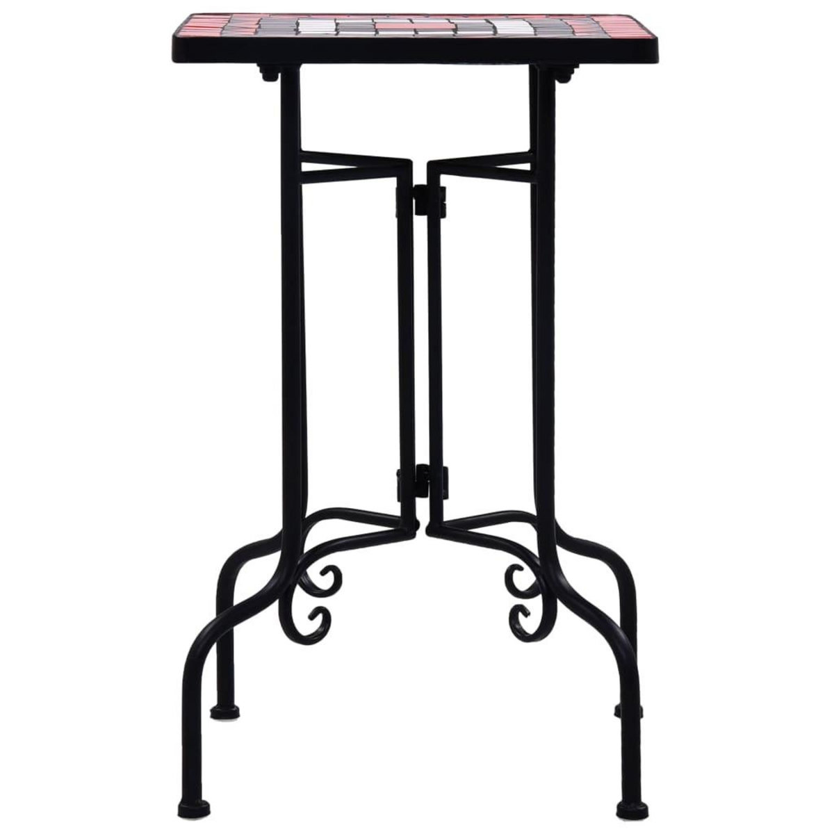 VIDAXL Table de bistro mosaïque Terre cuite et blanc Ceramique