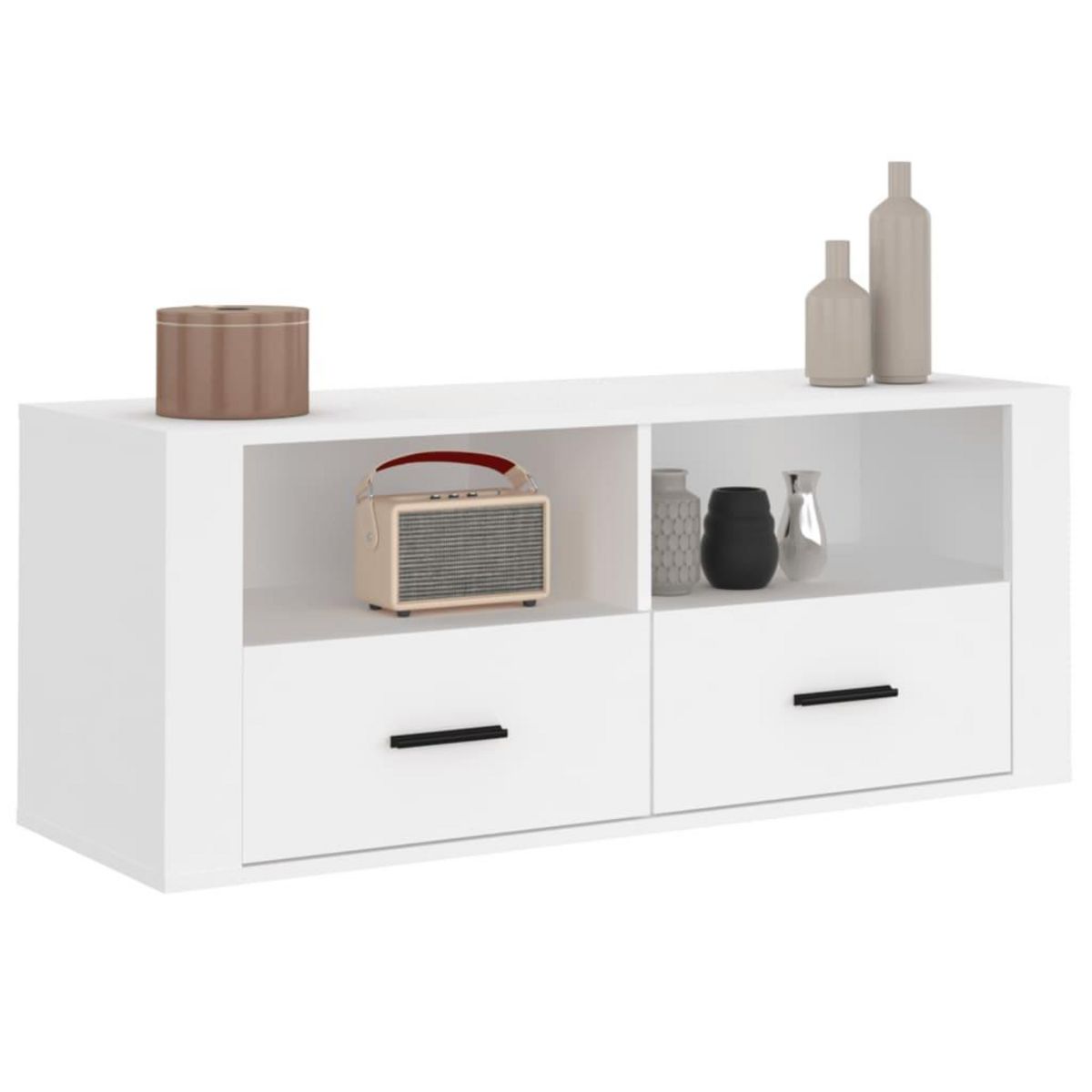 VIDAXL Meuble TV Blanc 100x35x40 cm Bois d'ingenierie
