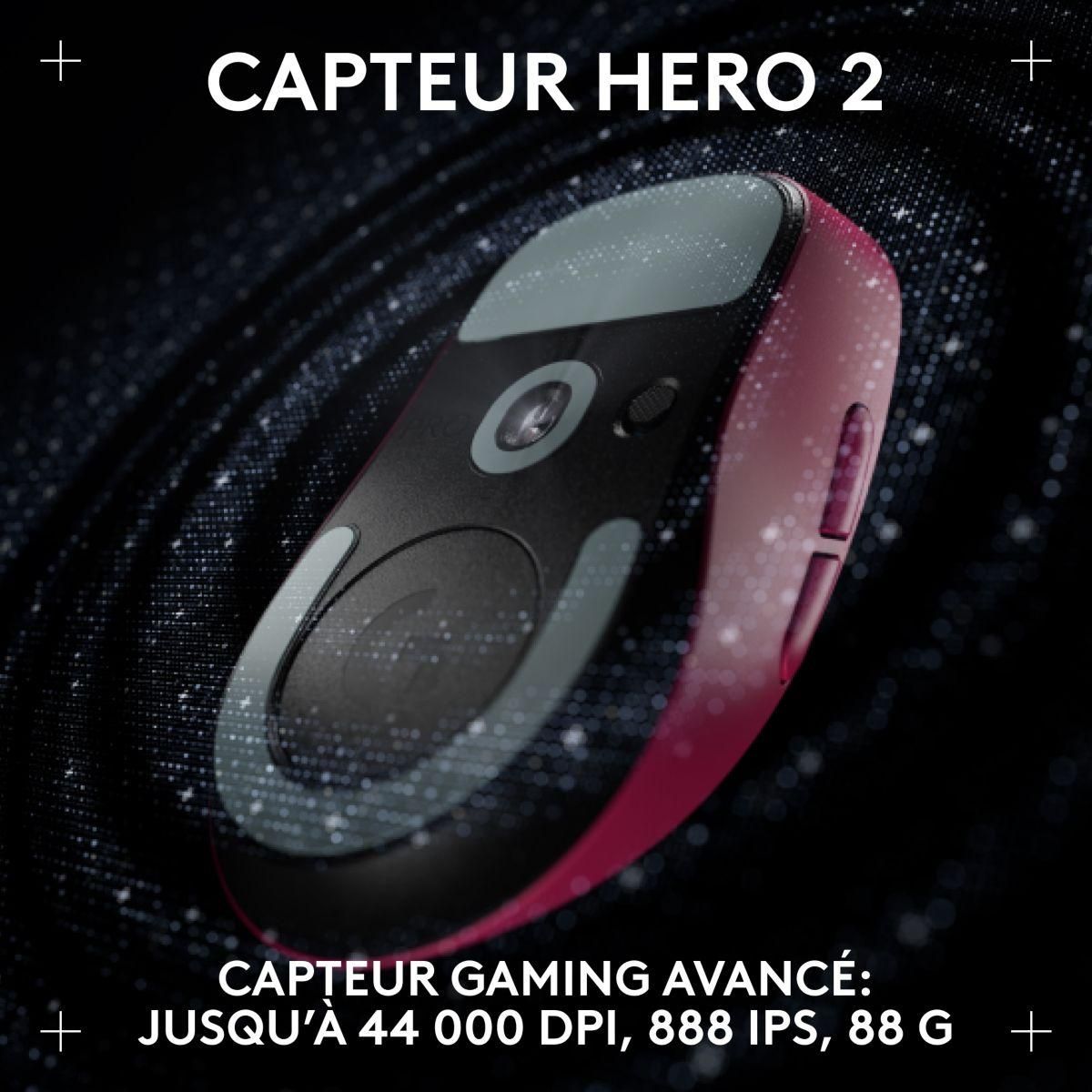 Logitech Souris Gamer Sans Fil Pro X SUPERLIGHT 2 DEX LIGHTSPEED ROSE