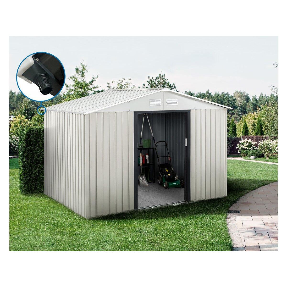 Habitat et Jardin Abri de jardin métal  Nebraska  - 5,29m² avec gouttière