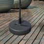 Voir la diapositive 2 : OUTSUNNY Pied de parasol rond base de lestage parasol Ø 51 x 30H cm HDPE motif rosace surface texturée noir
