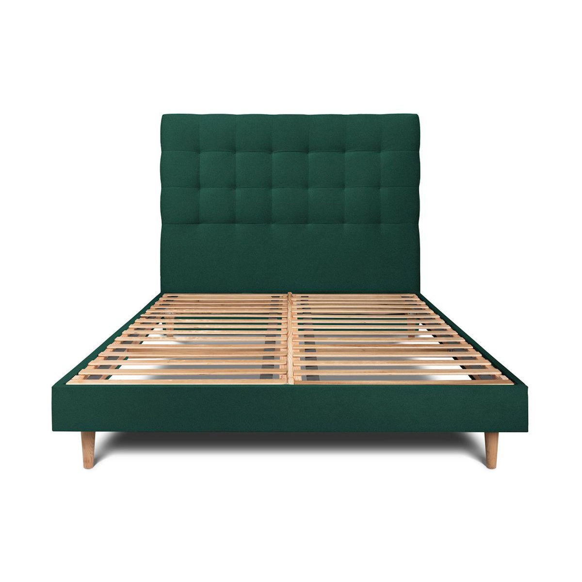 Sommeil de Plomb Lit avec tête de lit capitonnée velours et sommier kit - Hauteur totale : 29cm