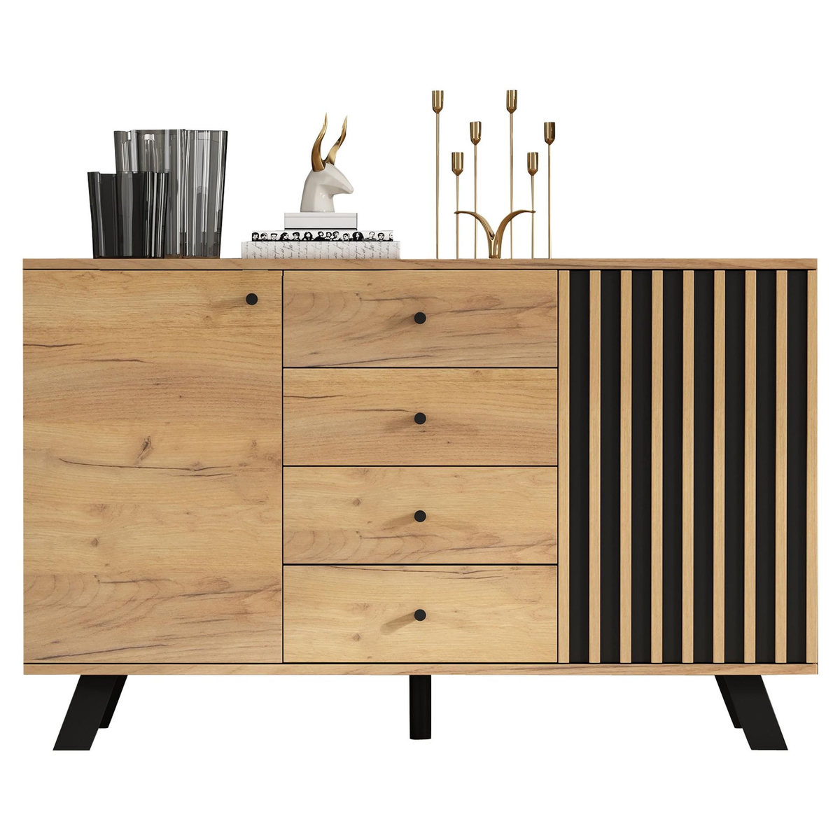 MERAX Buffet 2 porte(s) 4 tiroir(s) - 120 cm naturel mdf