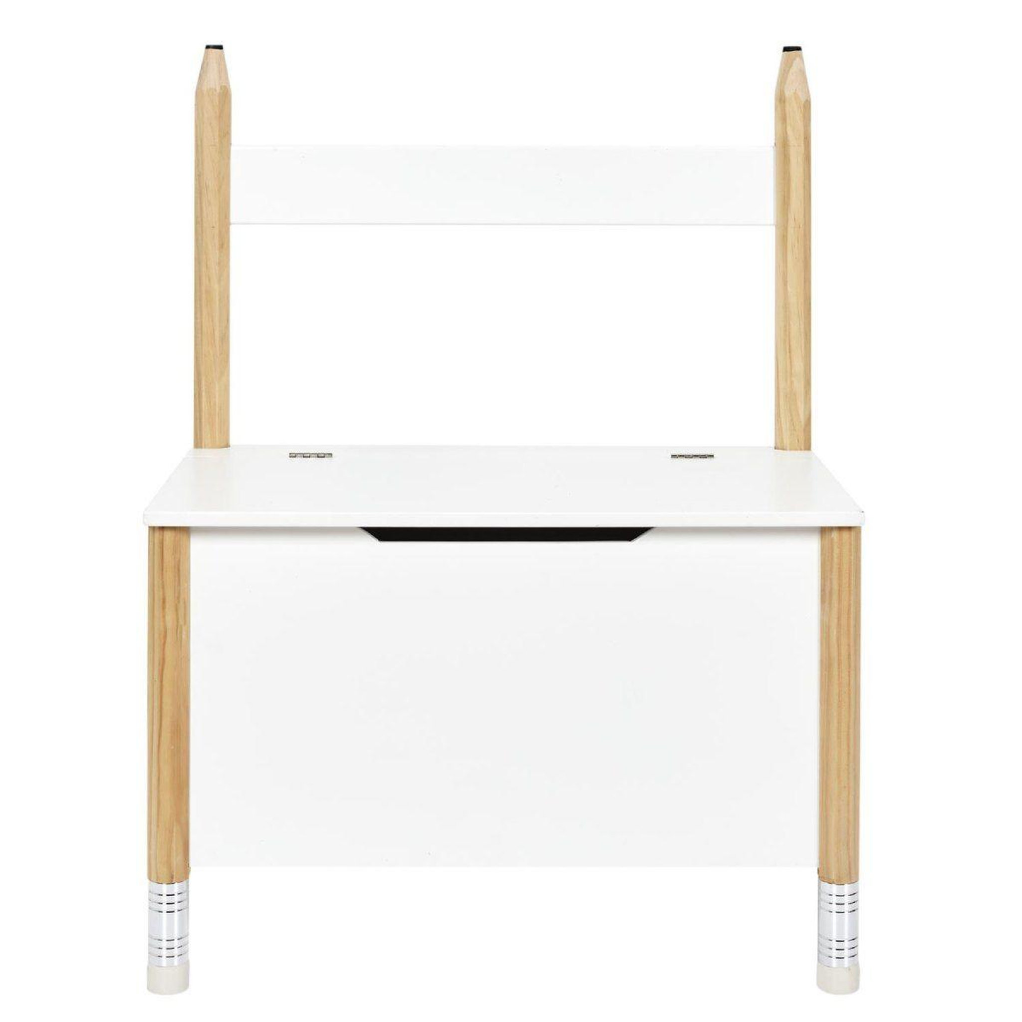 Voir la diapositive 2 : HOME DECO KIDS Coffre de rangement & banc  crayon  80cm blanc