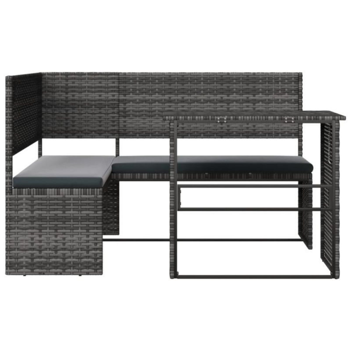 VIDAXL Canapé de jardin avec table et coussins en forme de L gris