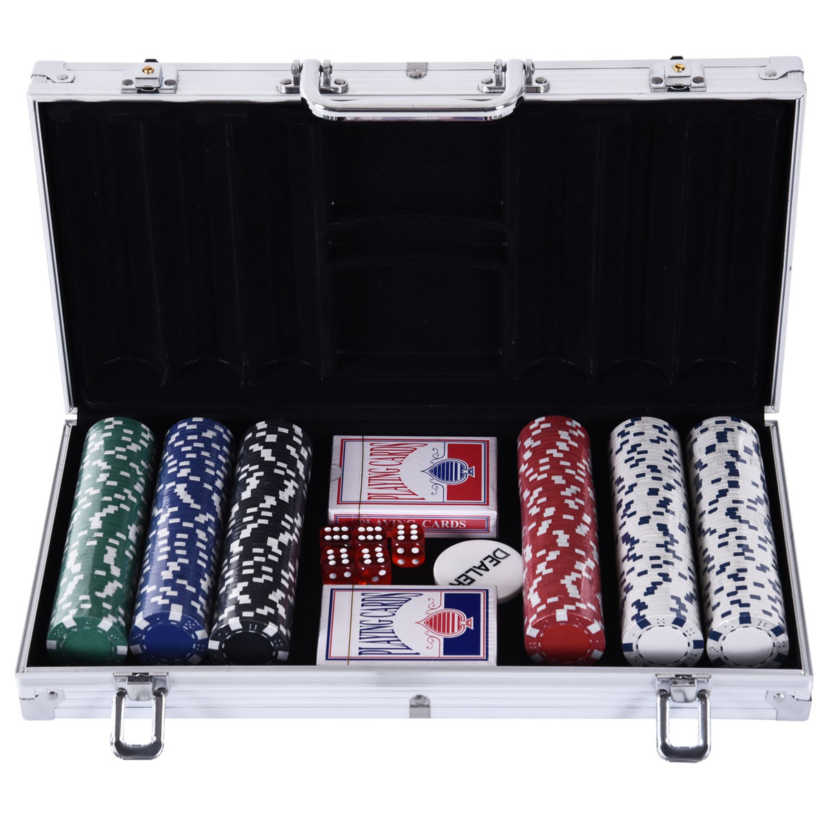 HOMCOM Mallette pro de poker coffret pro poker 38L x 21l x 6,5H cm 300 jetons 2 jeux de cartes + 2 clés aluminium