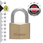 Master lock 1165EURD Cadenas à Clé en Laiton Massif et Anse Hexagonale, Doré, 9,1 x 6 x 2,6 cm
