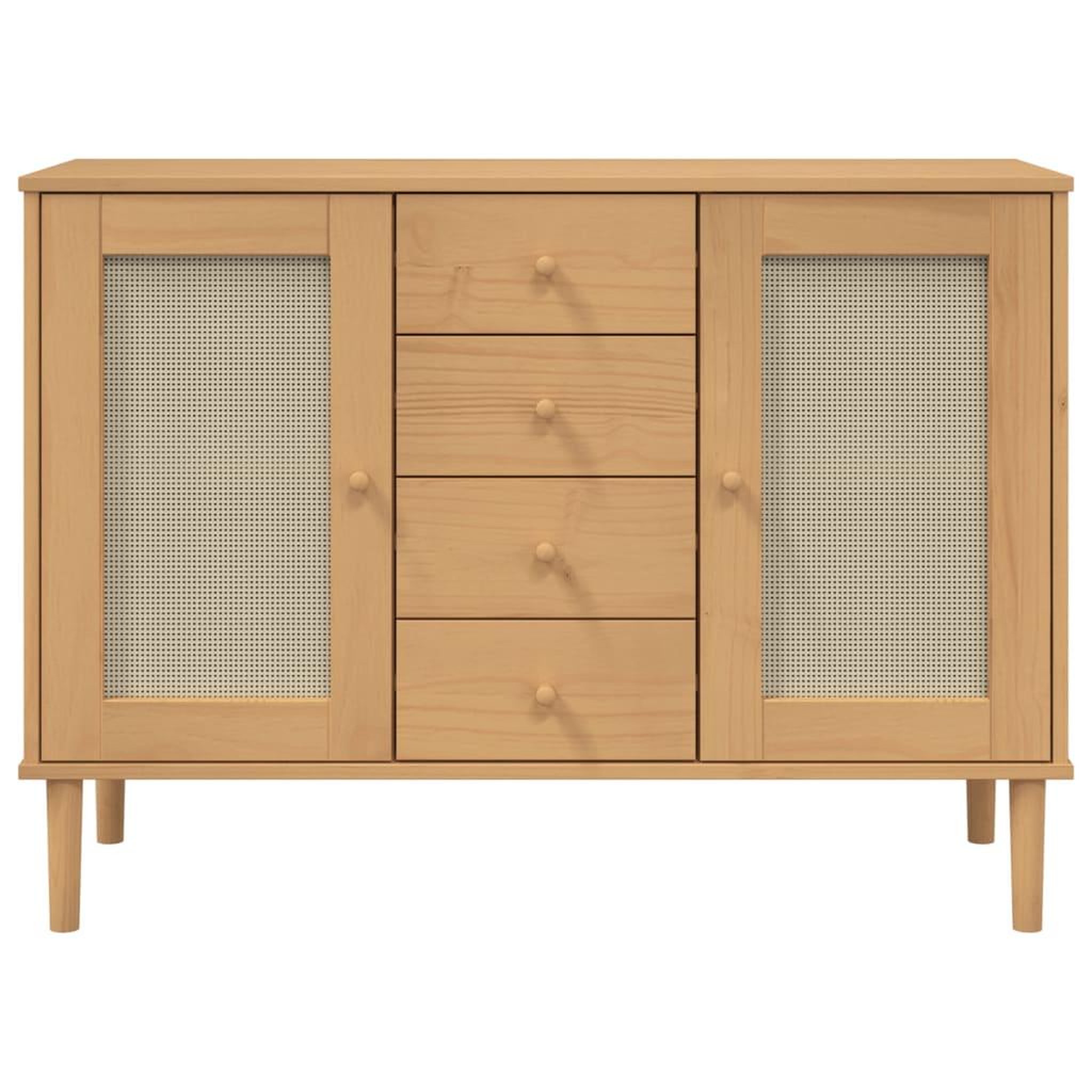Voir la diapositive 5 : VIDAXL Buffet SENJA aspect rotin marron 112x40x80cm bois massif de pin