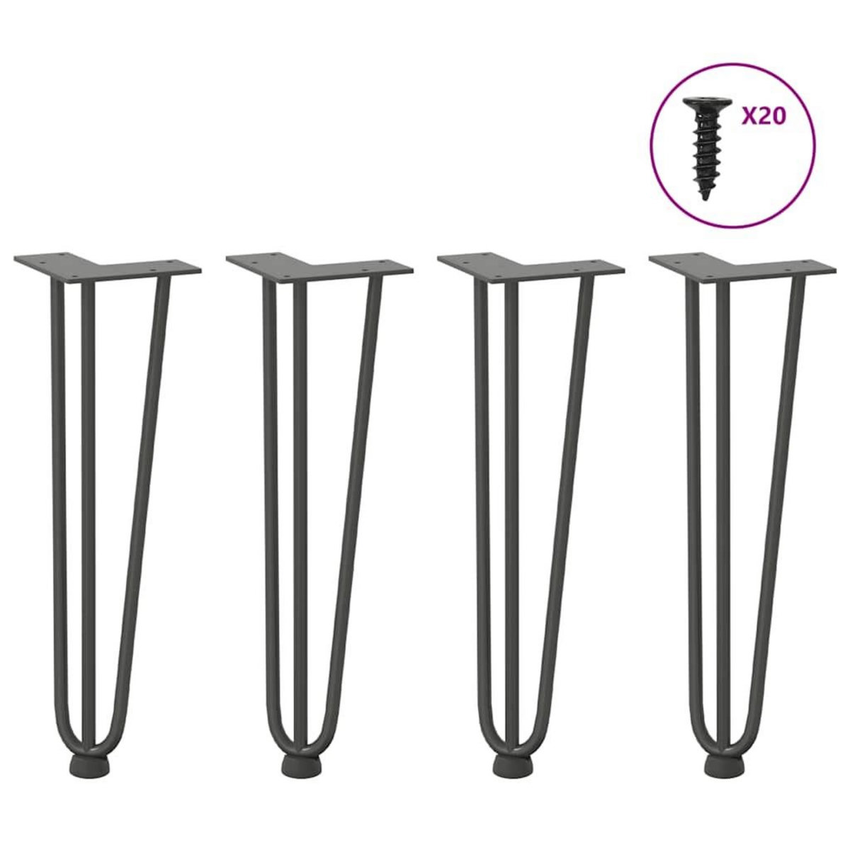 VIDAXL Pieds de table en forme d'epingle a cheveux 4 pcs anthracite