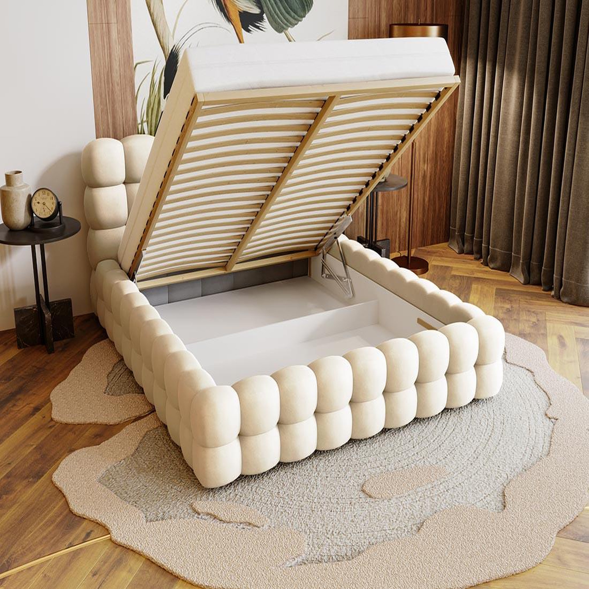 Voir la diapositive 3 : BEST MOBILIER Darling - lit coffre - 140x200 cm - sommier inclus - en velours