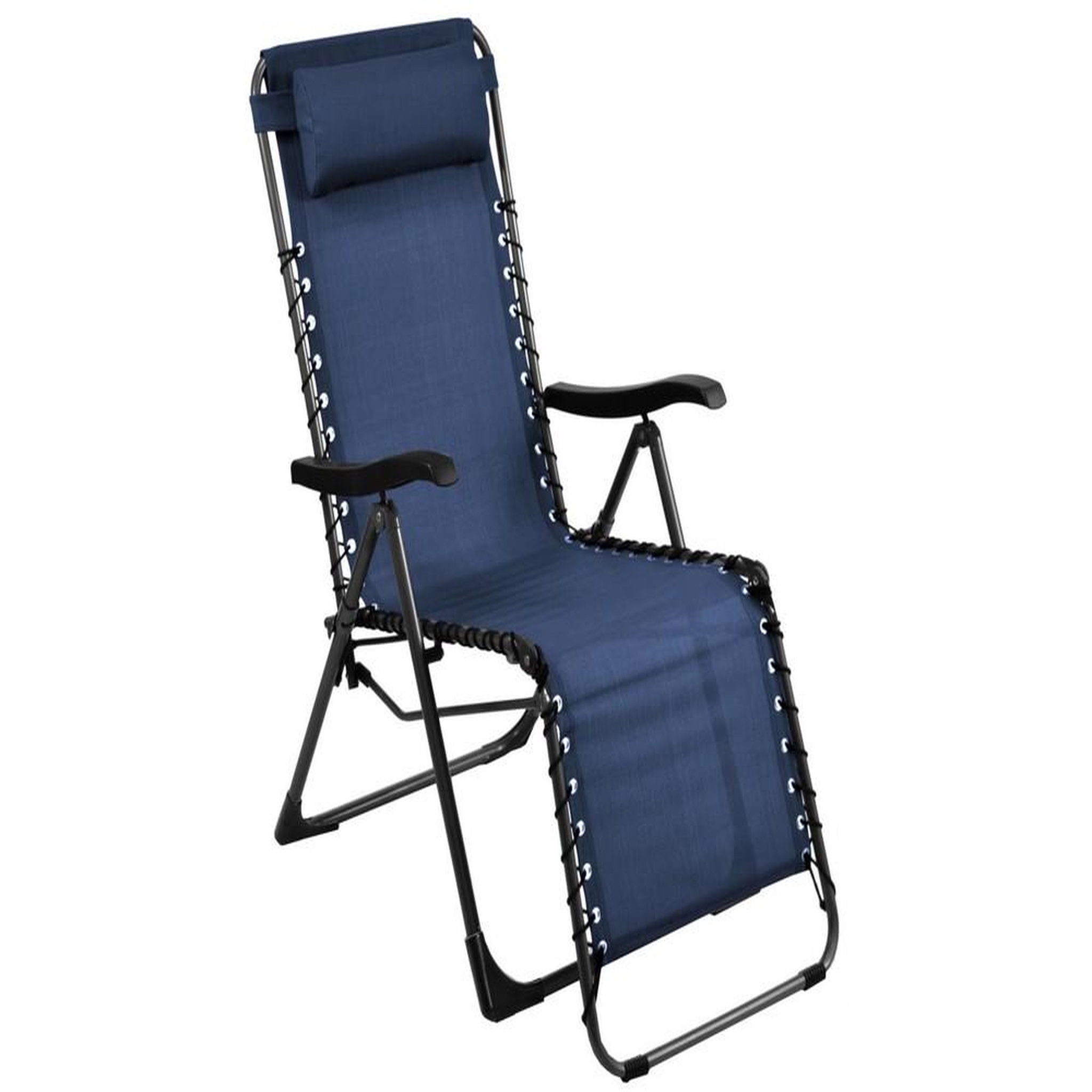 Proloisirs Fauteuil de jardin relax pliant Neo - graphite/bleu 88 x 112 x 64 cm