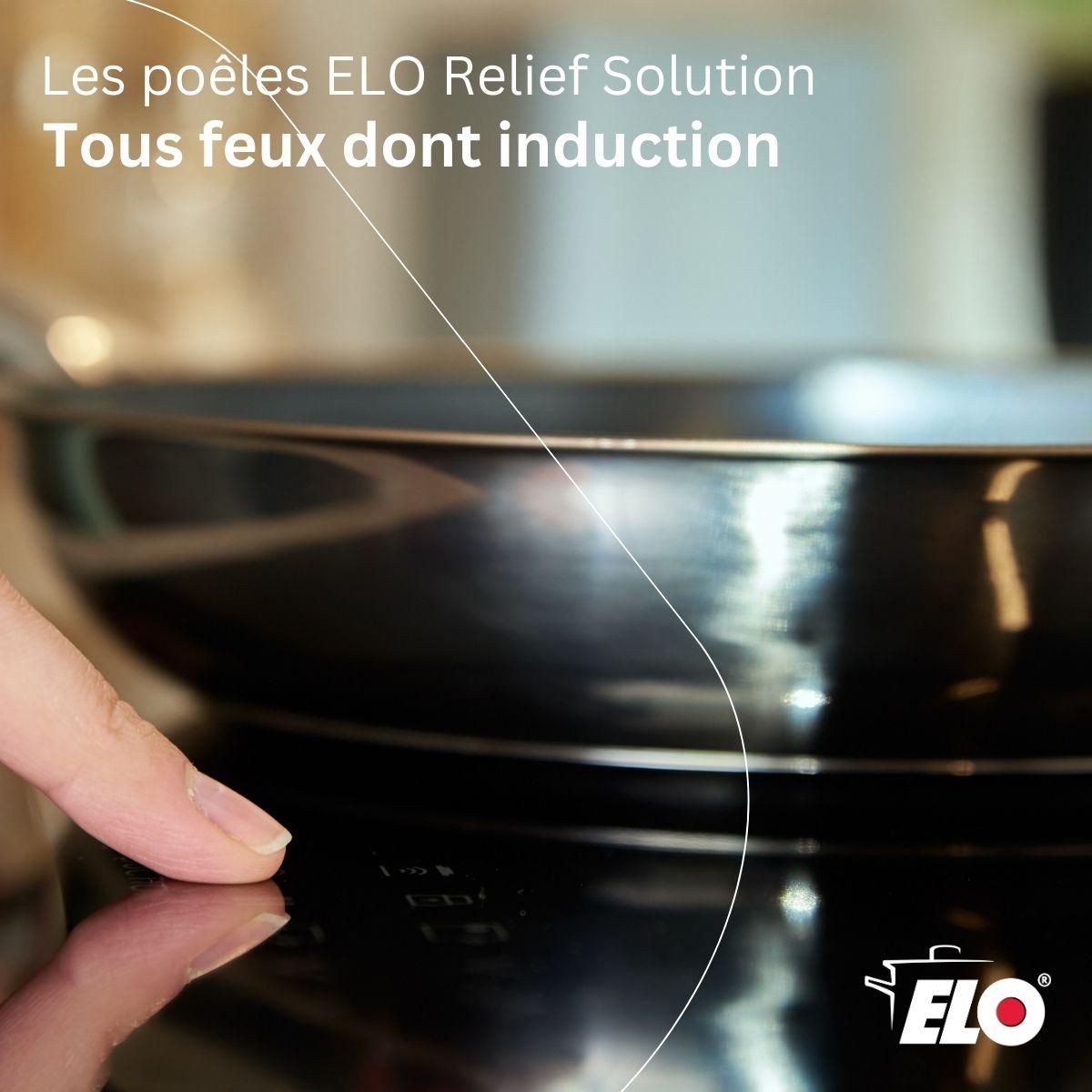 ELO Poêle en acier inoxydable 18/10 24 cm Elo Relief Solution
