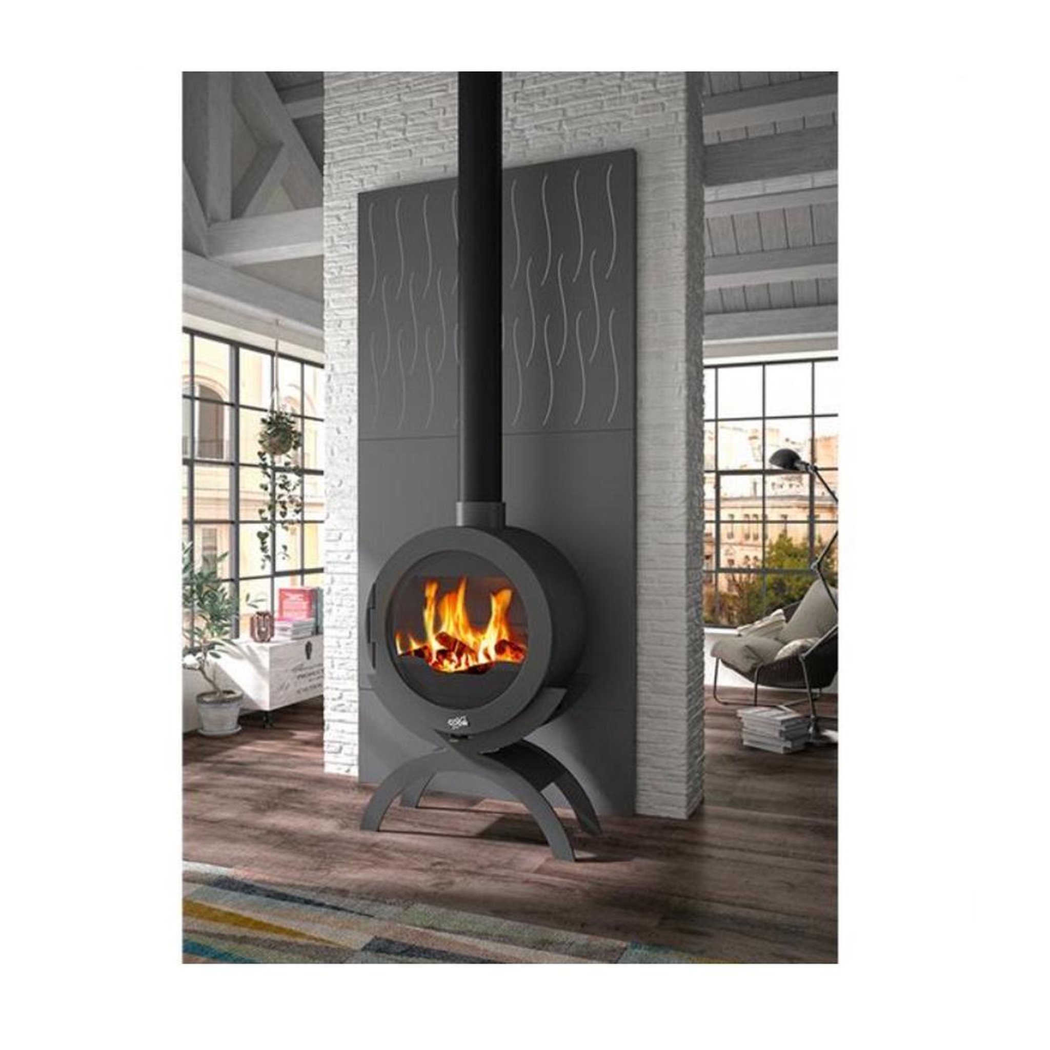 Voir la diapositive 3 : Godin Poêle à bois fonte 10kw anthracite - 410101ANTH