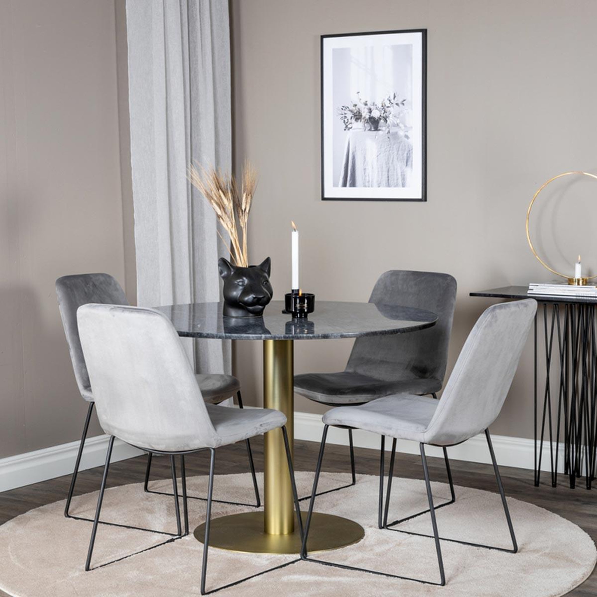 Voir la diapositive 4 : Paris Prix Ensemble table à manger & 4 chaises  estelle & muce  106cm gris foncé & gris