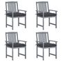Voir la diapositive 1 : VIDAXL Chaises de jardin et coussins lot de 4 Gris Bois acacia massif
