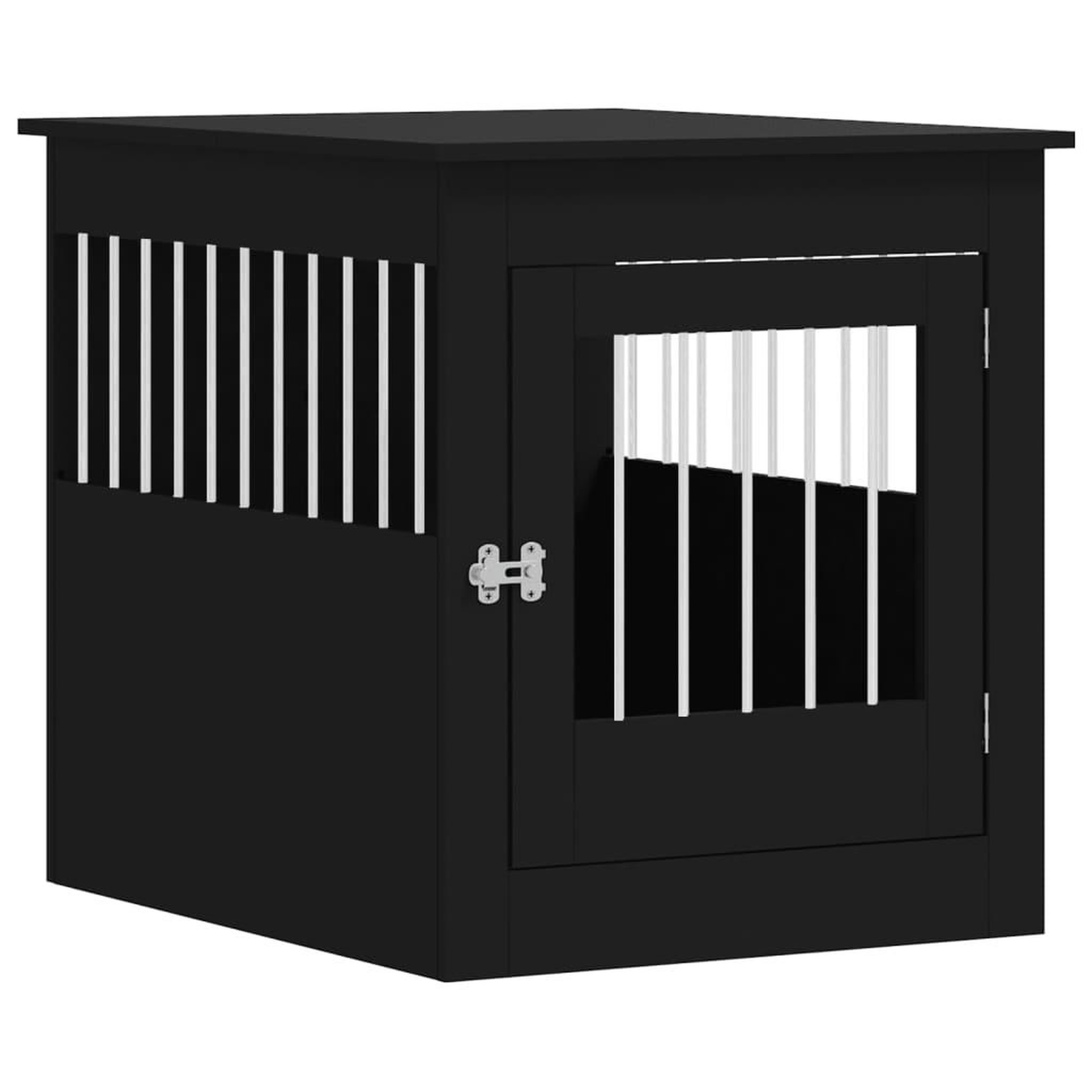 Voir la diapositive 2 : VIDAXL Meuble de cage pour chiens noir 64,5x80x71 cm bois d'ingenierie