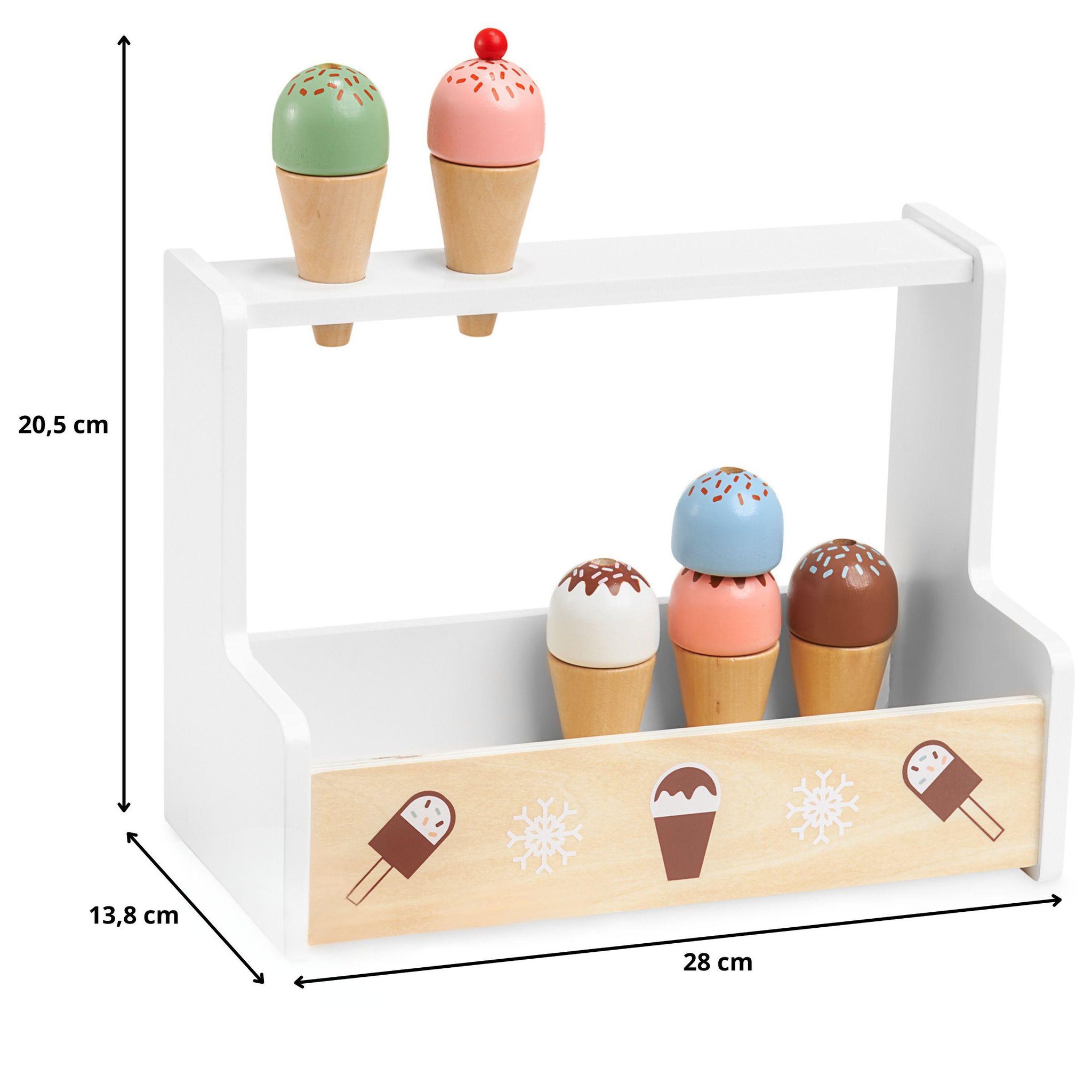 Voir la diapositive 4 : MAMABRUM Magasin de Glaces en Bois pour Enfants avec 6 Boules et Accessoires, dès 3 Ans