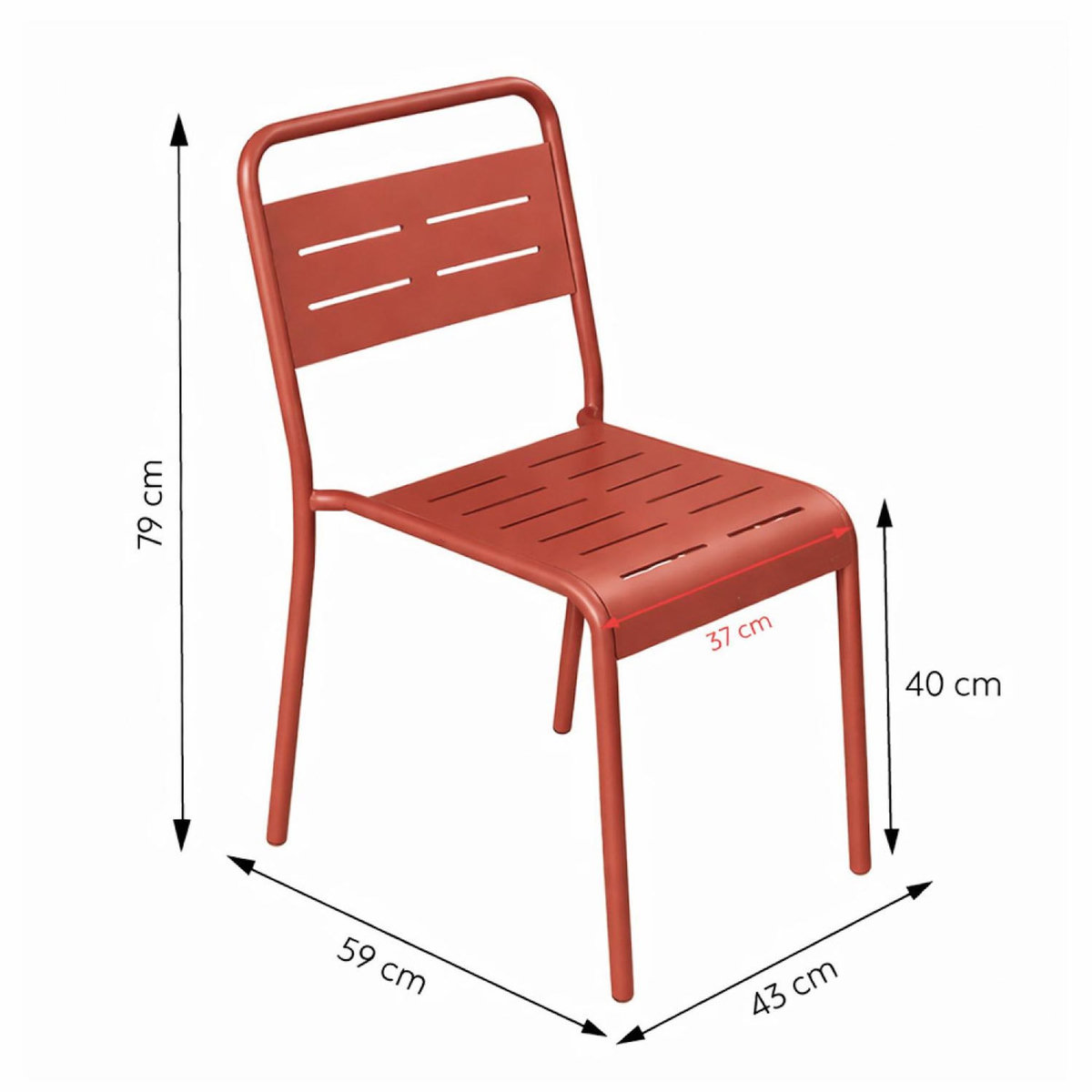 CONCEPT USINE Ensemble table de jardin 234 cm et 10 chaises terracotta BERGAME