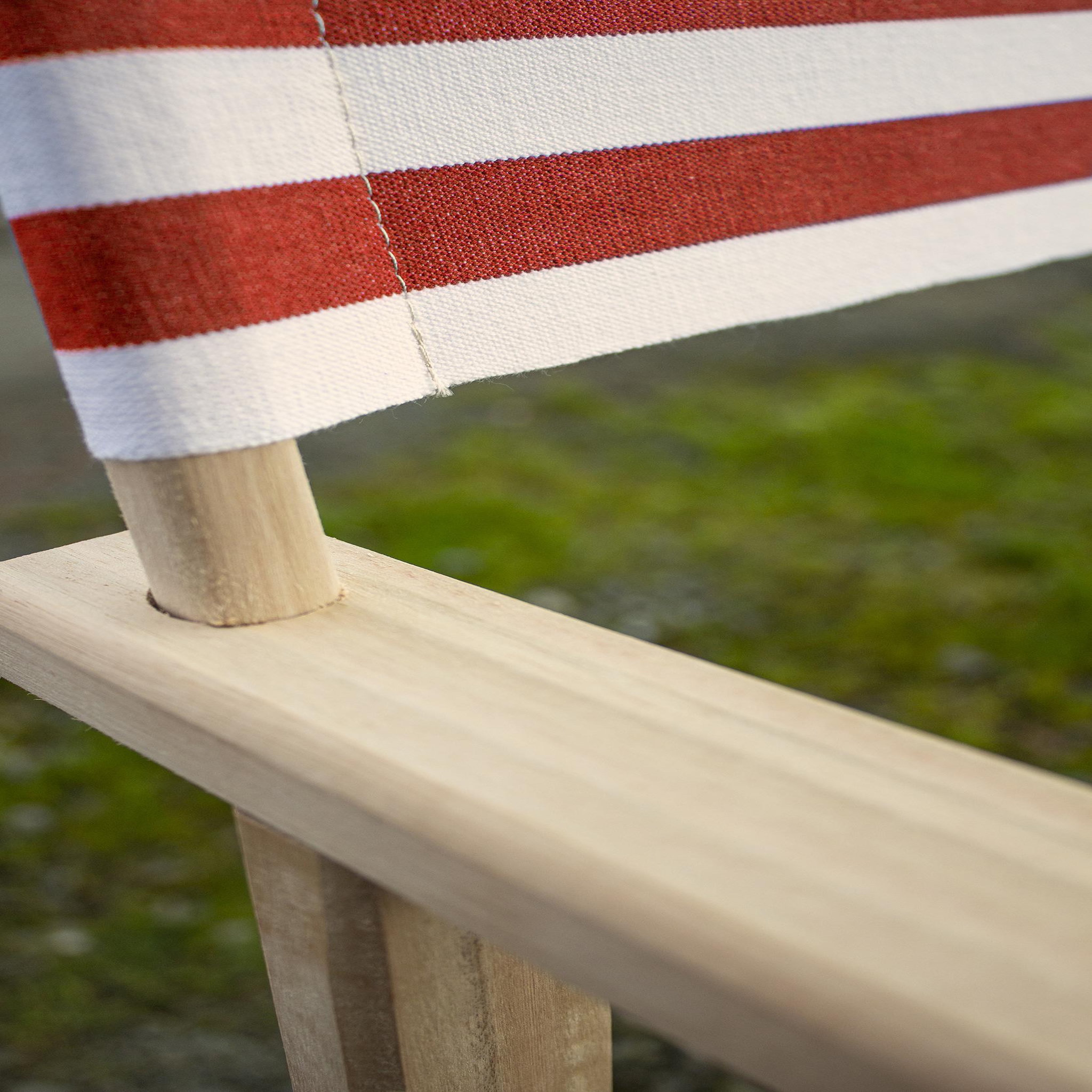 Voir la diapositive 7 : City Garden Fauteuil de jardin pliable en bois et coton rayé rouge LONA