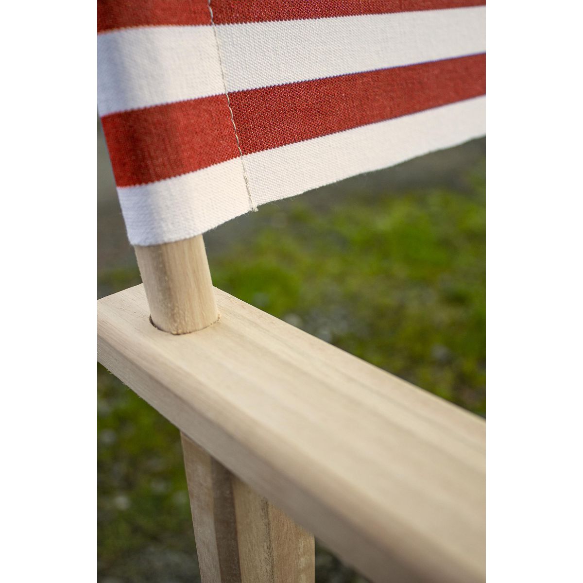 City Garden Fauteuil de jardin pliable en bois et coton rayé rouge LONA