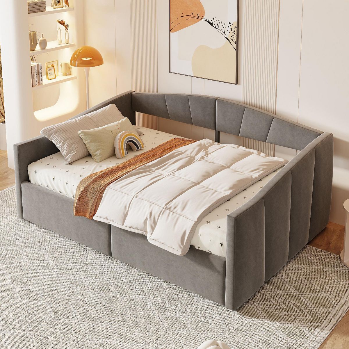 MERAX Lit coffre rembourré