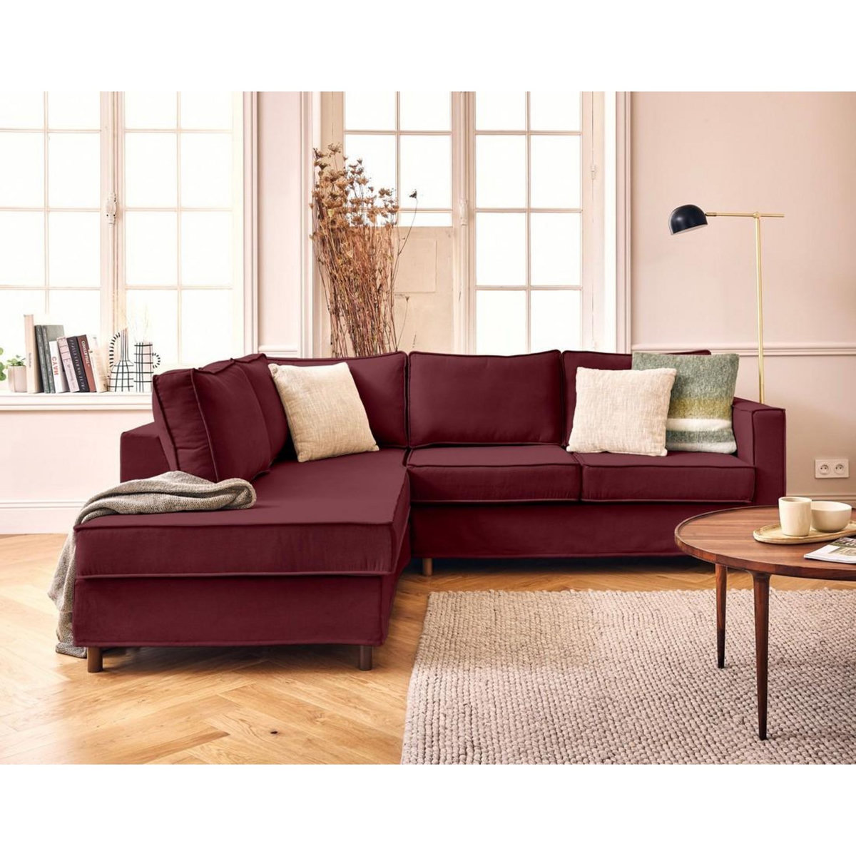 LISA DESIGN Jake - canapé déhoussable d'angle gauche 5 places en tissu