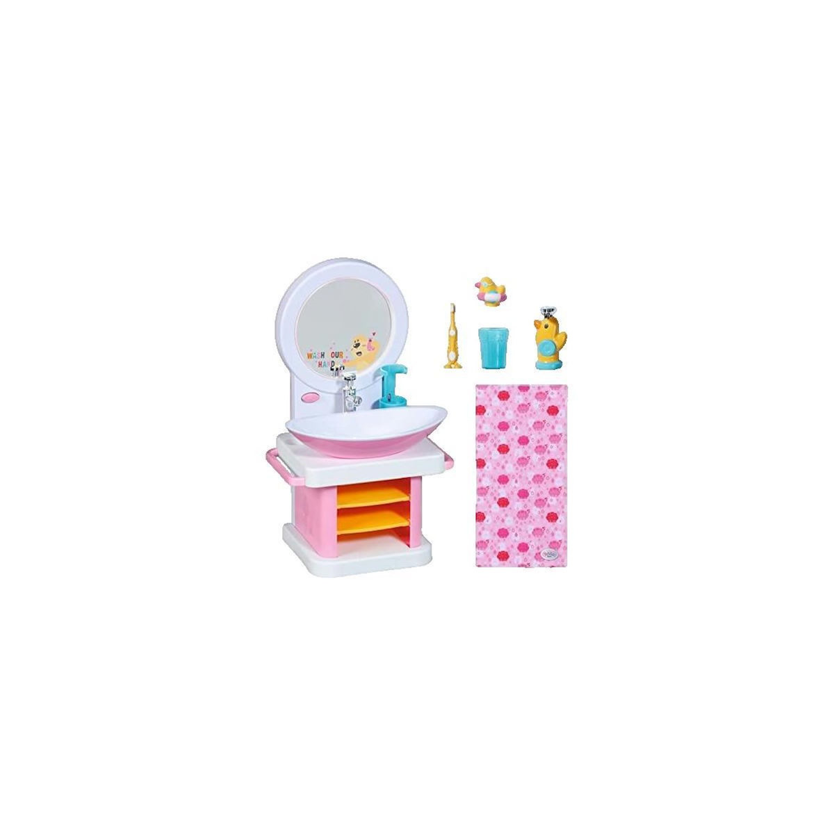 Zapf Creation Évier de bain zapf BABY born blanc et rose avec robinet fonctionnel