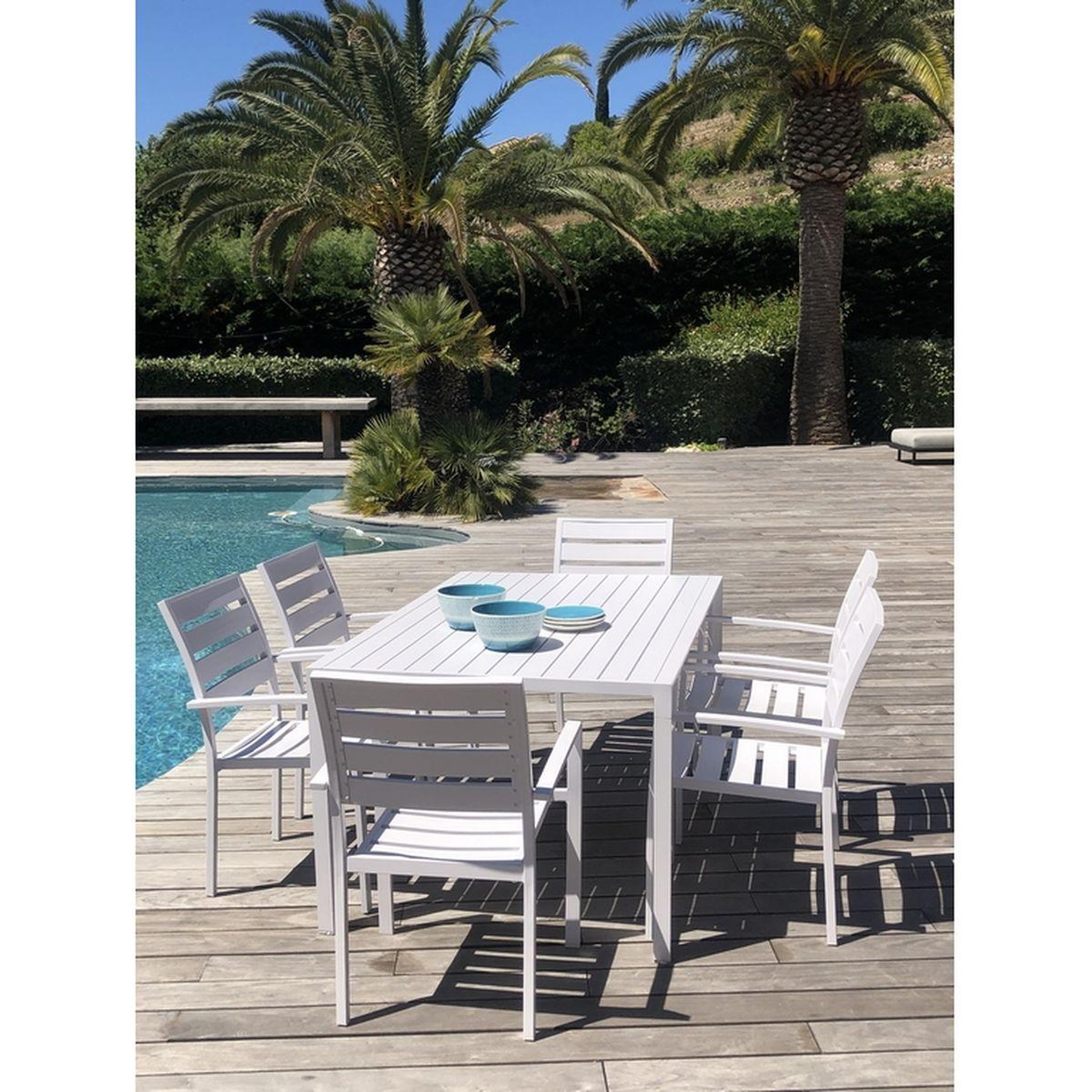 Voir la diapositive 1 : Givex Salon repas de jardin extensible rectangulaire / carrée 151x100 cm MANUELA