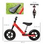 Voir la diapositive 3 : HOMCOM Draisienne enfant roues 12  EVA hauteur selle et guidon réglable cale-pied antidérapant acier rouge noir