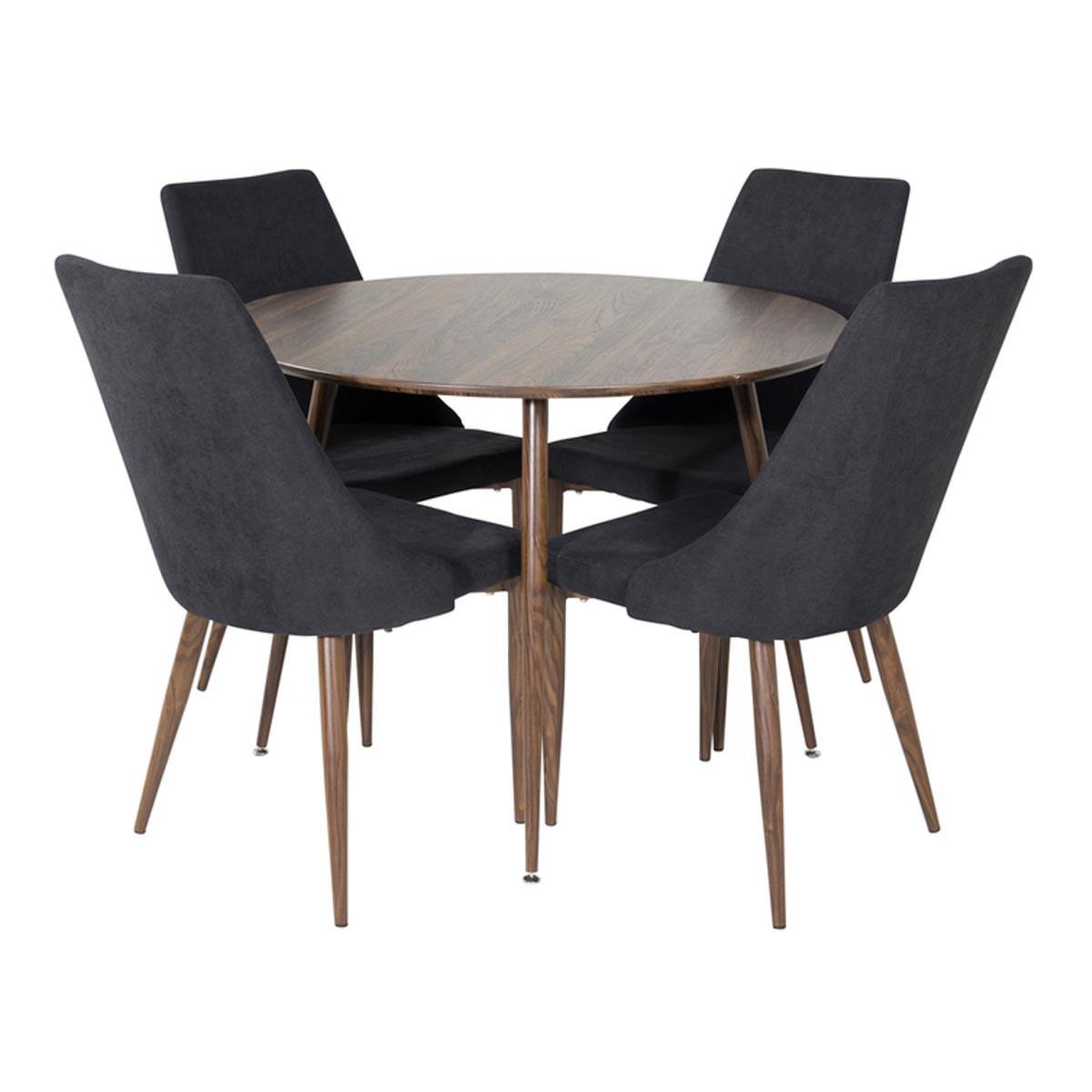 Paris Prix Ensemble table à manger & 4 chaises  plaza & leone  100cm noyer & noir