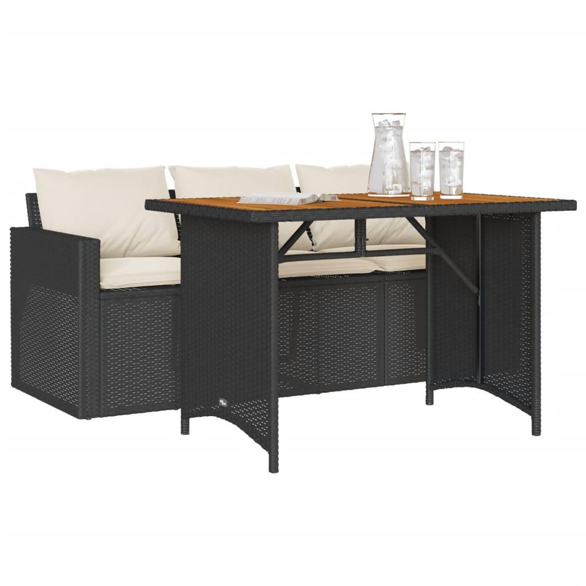 Voir la diapositive 3 : VIDAXL Ensemble a manger de jardin coussins 2pcs noir resine tressee