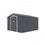 Voir la diapositive 3 : MARKET24 URANUS Abri de jardin en métal 8,84 m² - 277 x 319 x 202 cm - Kit d'ancrage inclus, 2 portes coulissantes - Gris