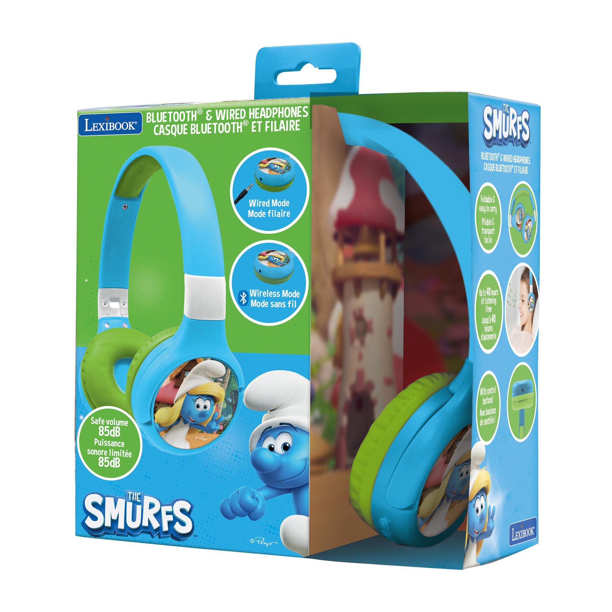 Voir la diapositive 3 : Lexibook Casque 2 en 1 Schtroumpfs Bluetooth et Filaire avec limitation de son