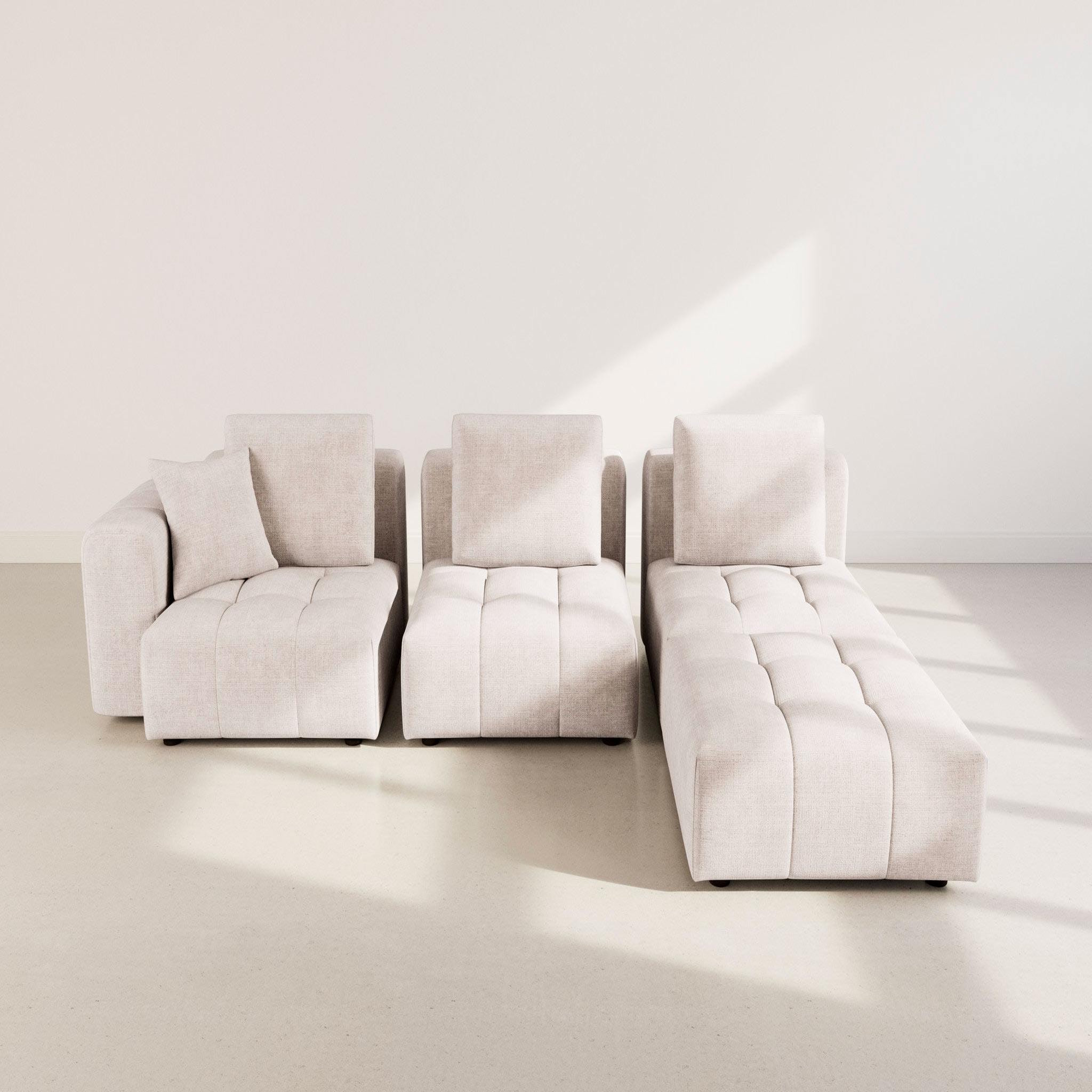 Voir la diapositive 4 : BEST MOBILIER Colette - canapé modulable d'angle réversible 4 places en velours texturé