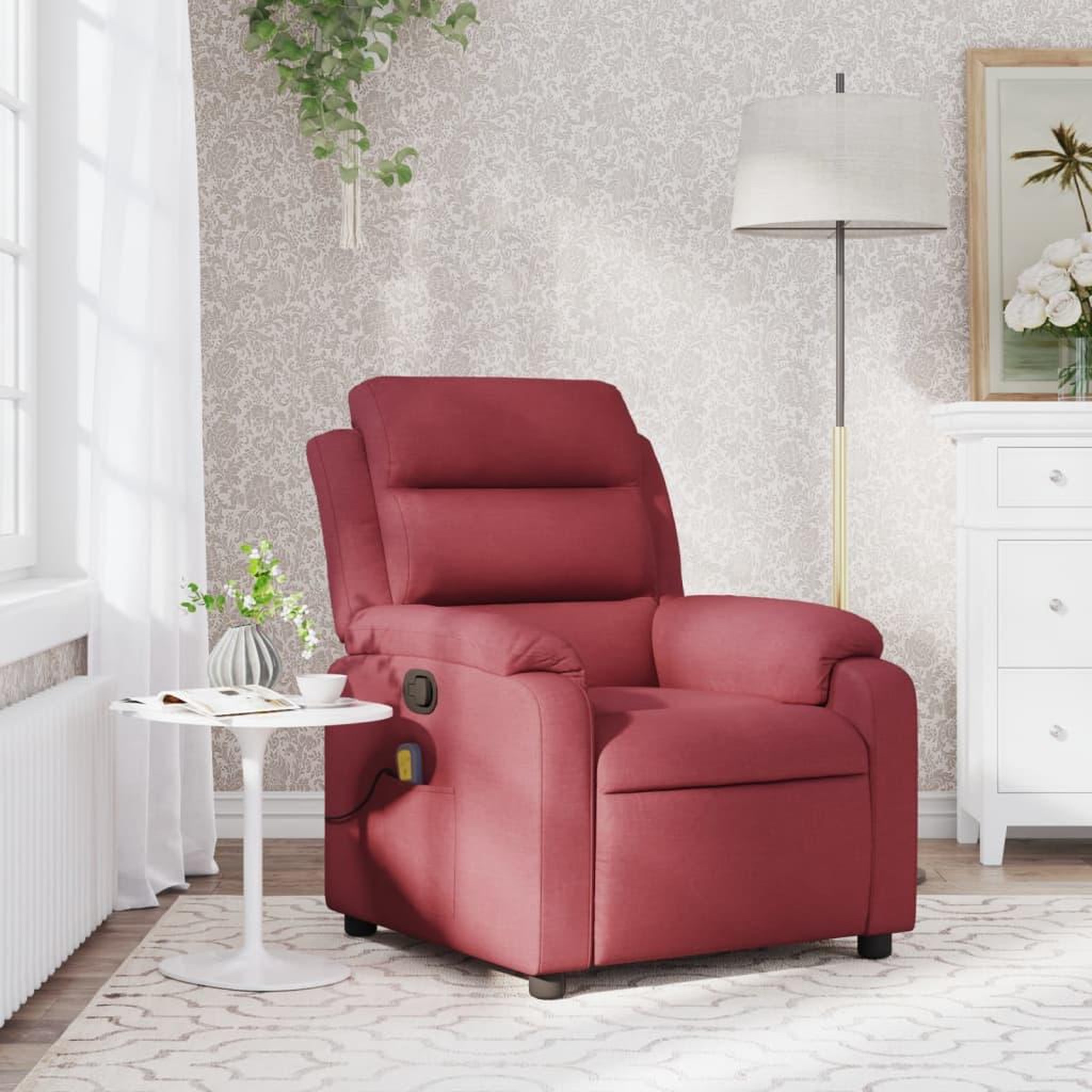 VIDAXL Fauteuil de massage inclinable Rouge bordeaux Tissu
