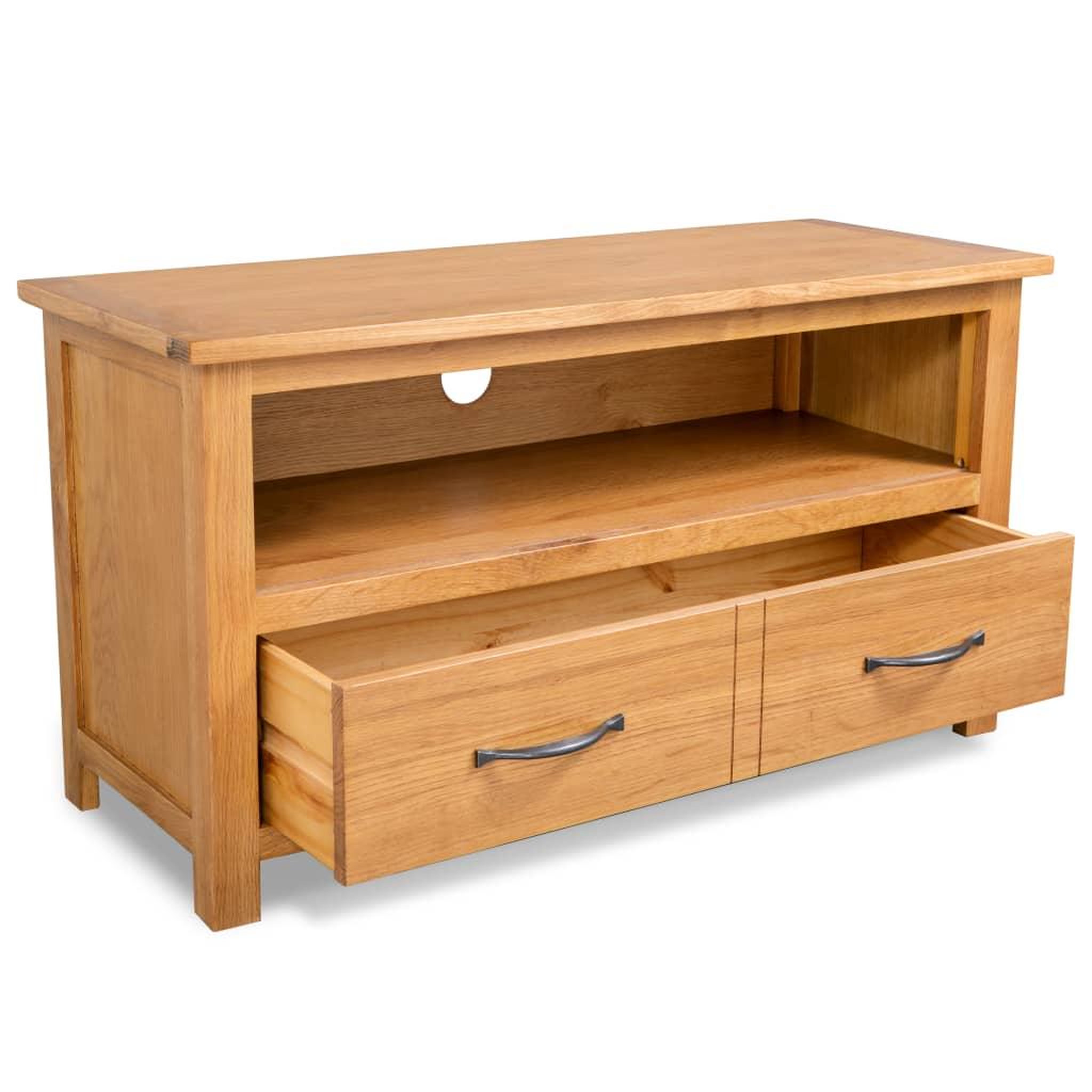 Voir la diapositive 2 : VIDAXL Meuble tv 90x35x48 cm bois de chene massif