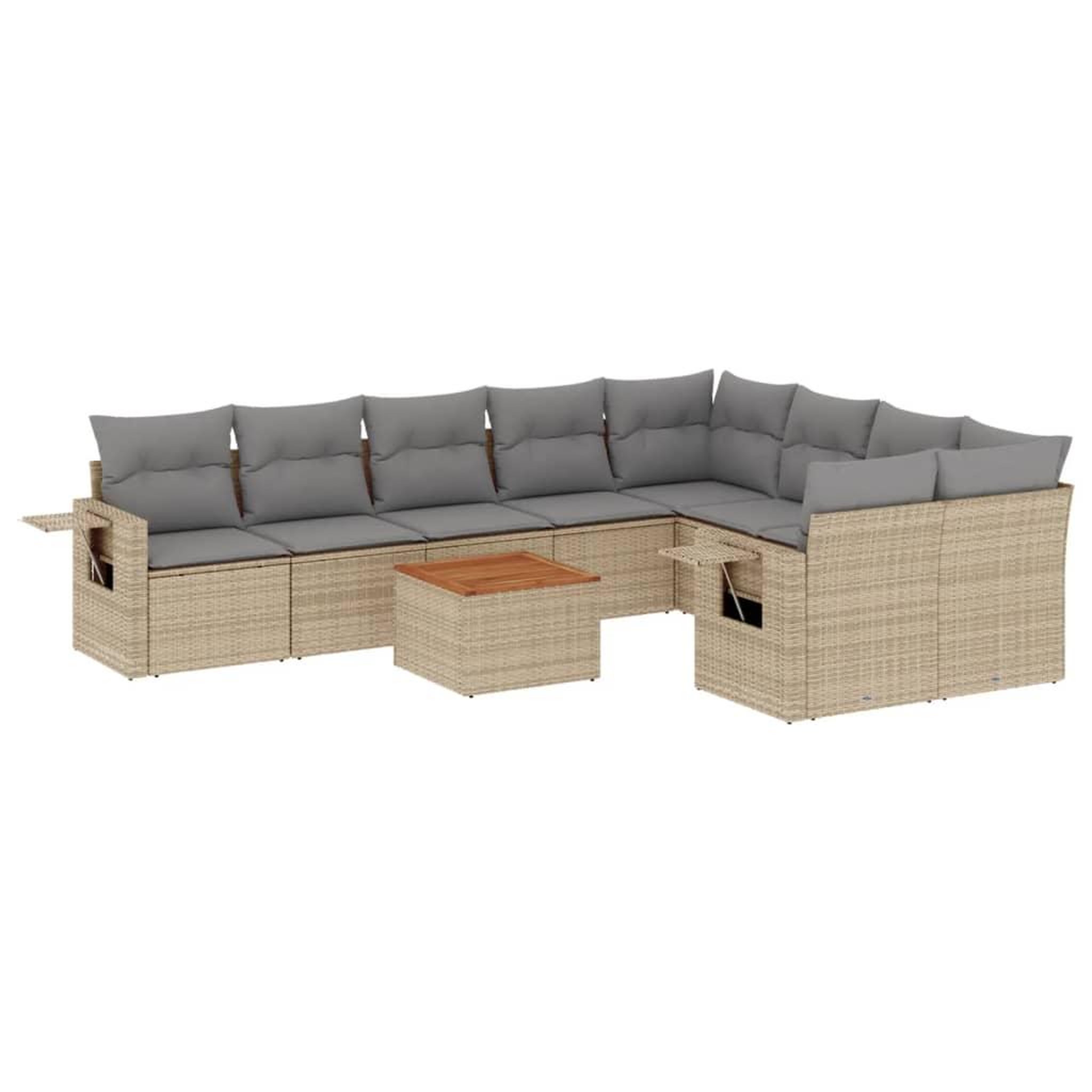 Voir la diapositive 2 : VIDAXL Salon de jardin avec coussins 10 pcs beige resine tressee