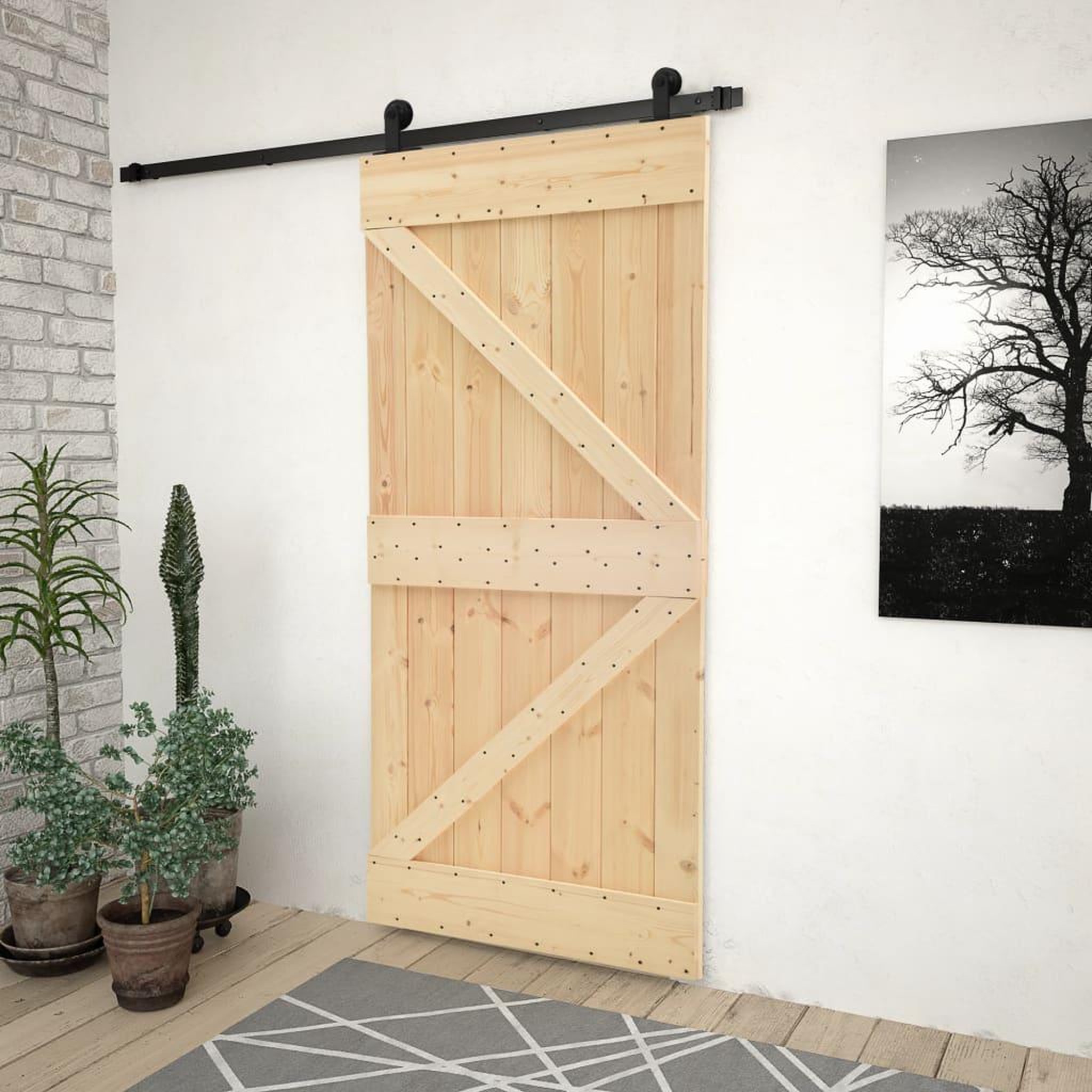 Voir la diapositive 1 : VIDAXL Porte coulissante avec kit de quincaillerie 80x210cm Pin massif