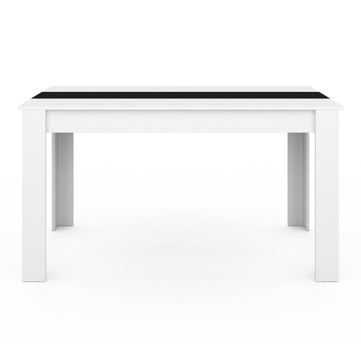 ID MARKET Table à manger rectangle GEORGIA 6 personnes blanche et noire 140 x 80 cm