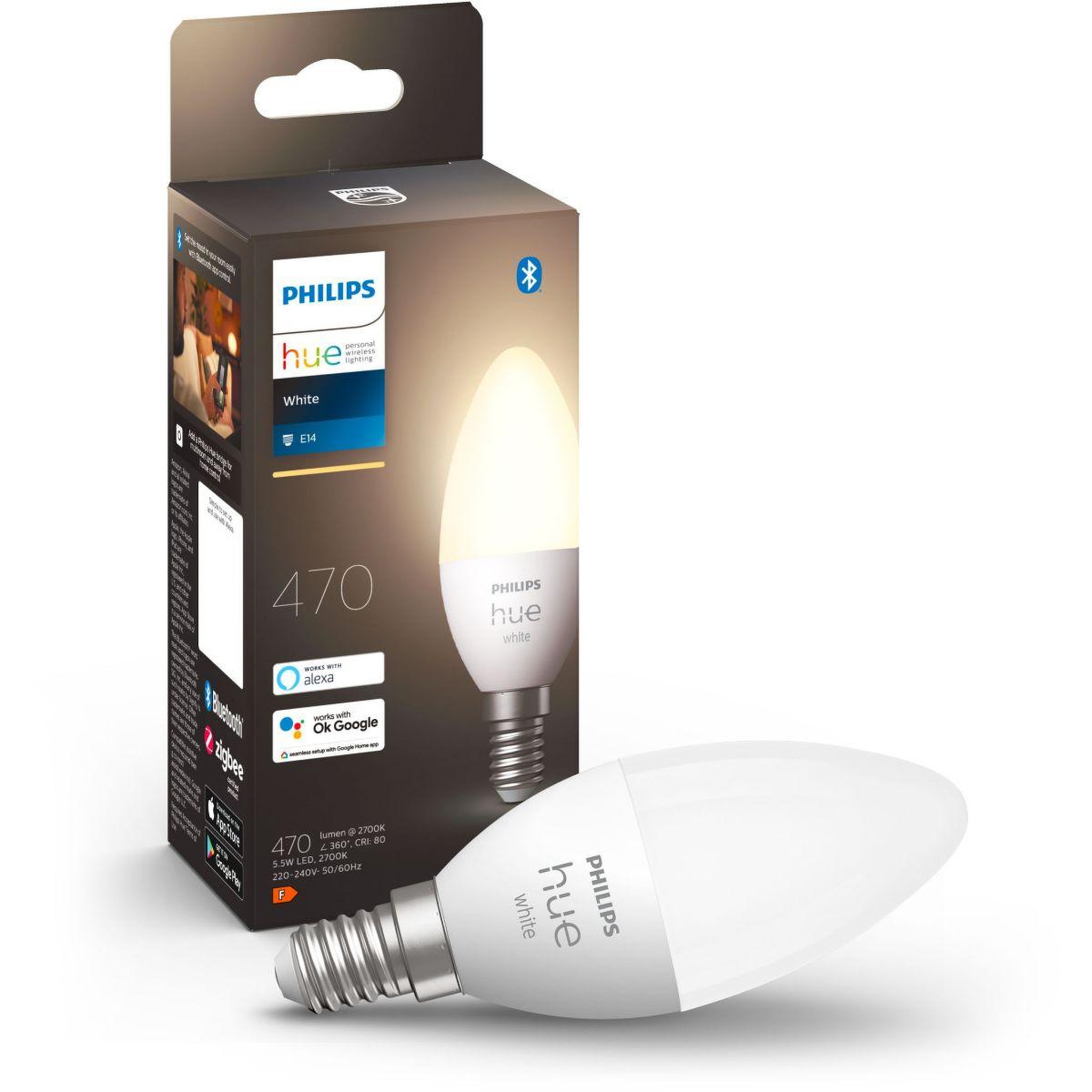 PHILIPS HUE Ampoule LED connectée E14 White Flamme